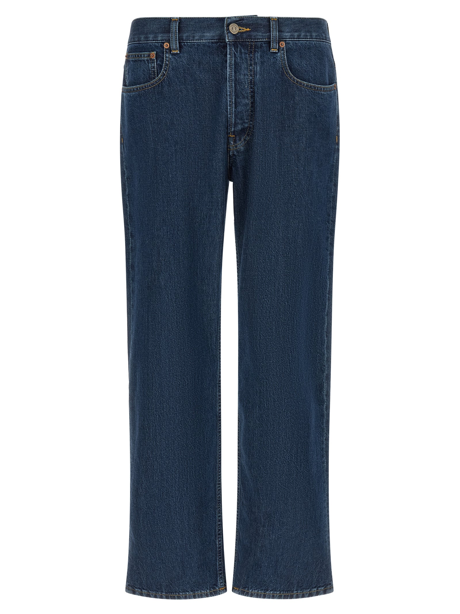 Valentino Garavani Blue Cotton Straight-Leg Jeans Valentino Garavani