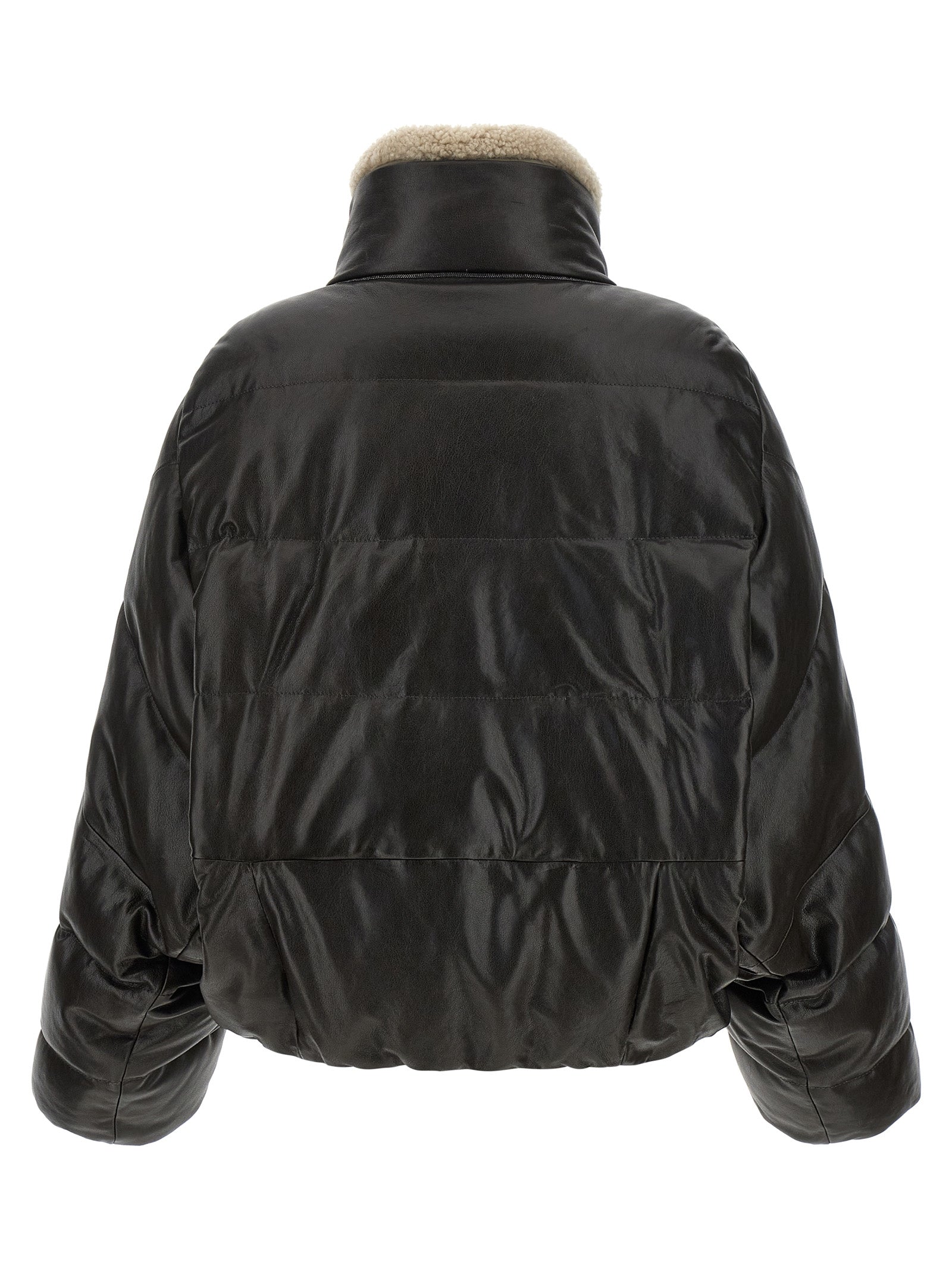 Brunello Cucinelli Brown Lamb Leather Leather Jacket Brunello Cucinelli