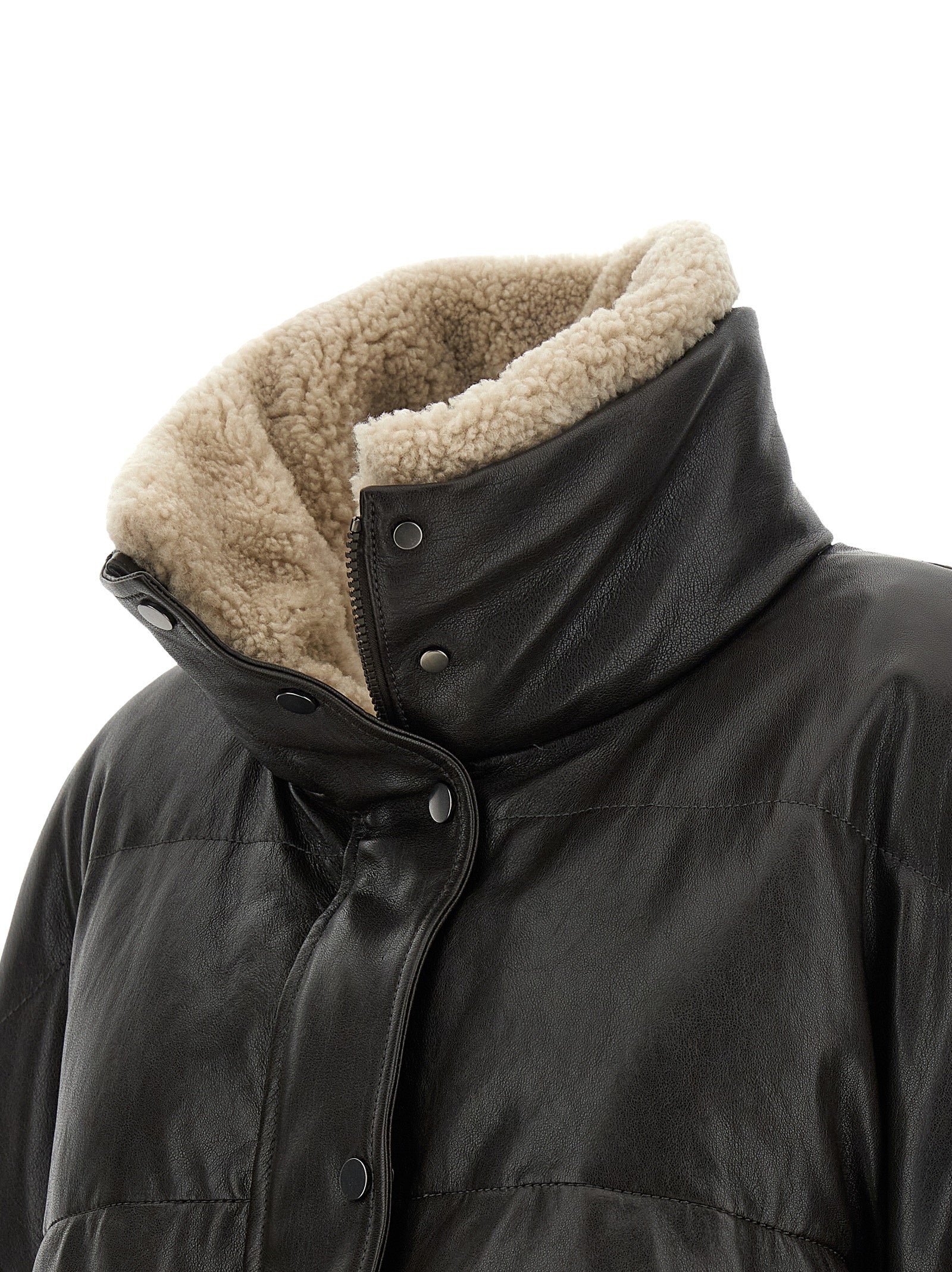 Brunello Cucinelli Brown Lamb Leather Leather Jacket Brunello Cucinelli