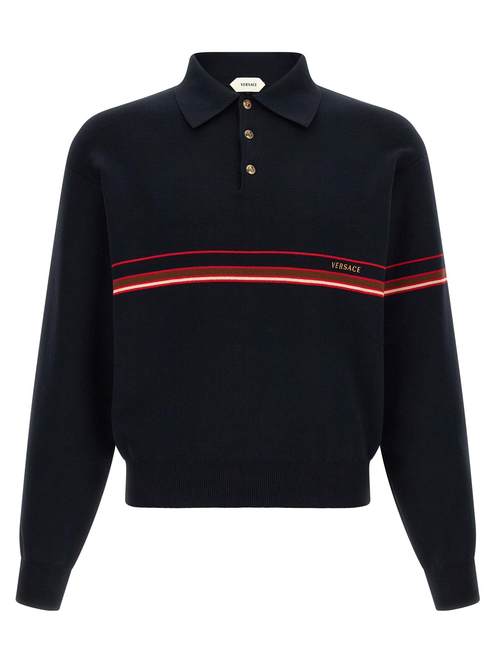 Versace Blue Cotton Polo Shirt Versace