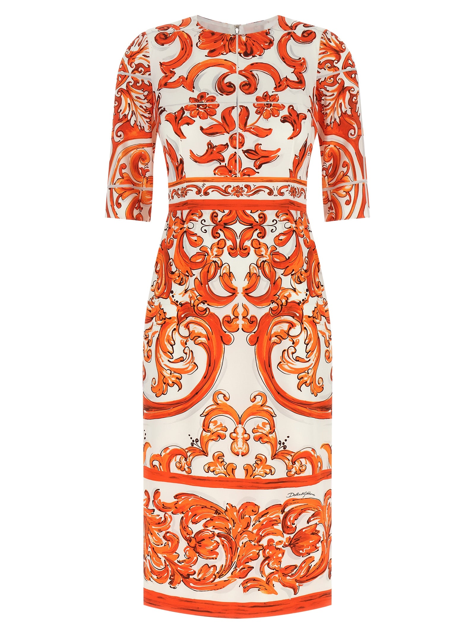 Dolce & Gabbana Orange Silk Midi Dress Dolce & Gabbana