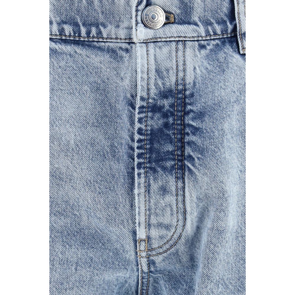 Brunello Cucinelli Blue Cotton Straight-Leg Jeans Brunello Cucinelli