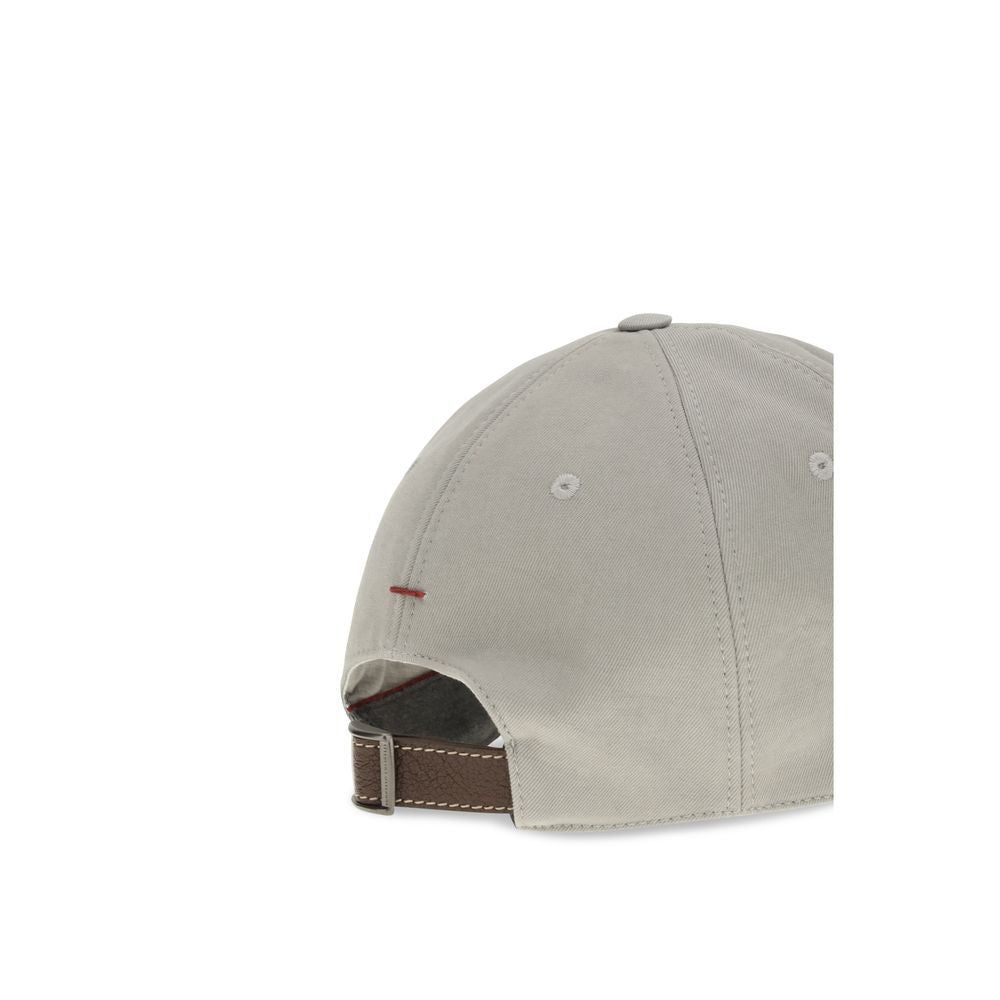 Brunello Cucinelli Gray Cotton Cap (Baseball Hat) Brunello Cucinelli