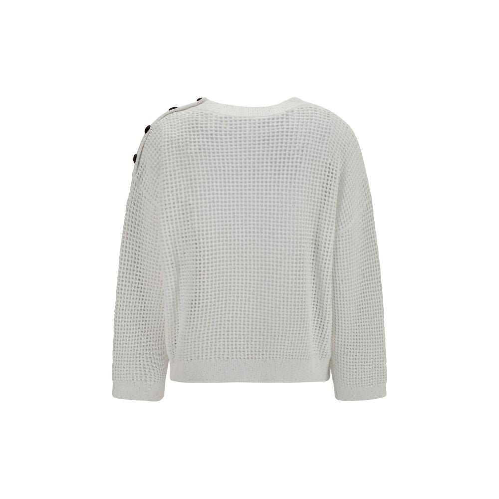 Brunello Cucinelli White Cotton Sweatshirt Brunello Cucinelli