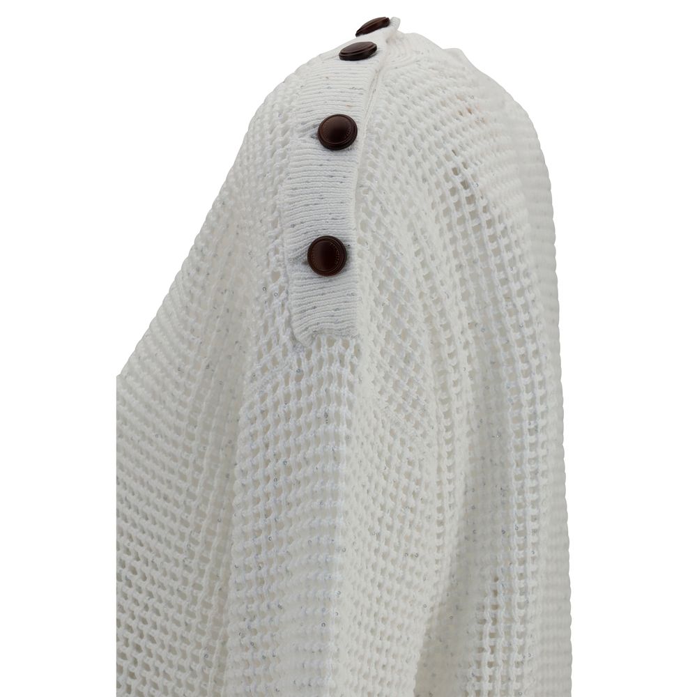 Brunello Cucinelli White Cotton Sweatshirt Brunello Cucinelli