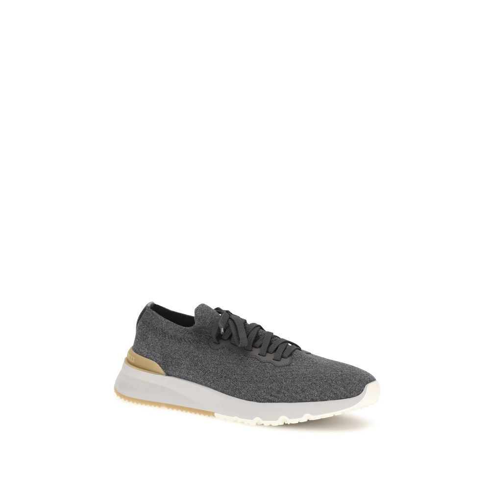 Brunello Cucinelli Blue Cotton Low Top Sneakers Brunello Cucinelli