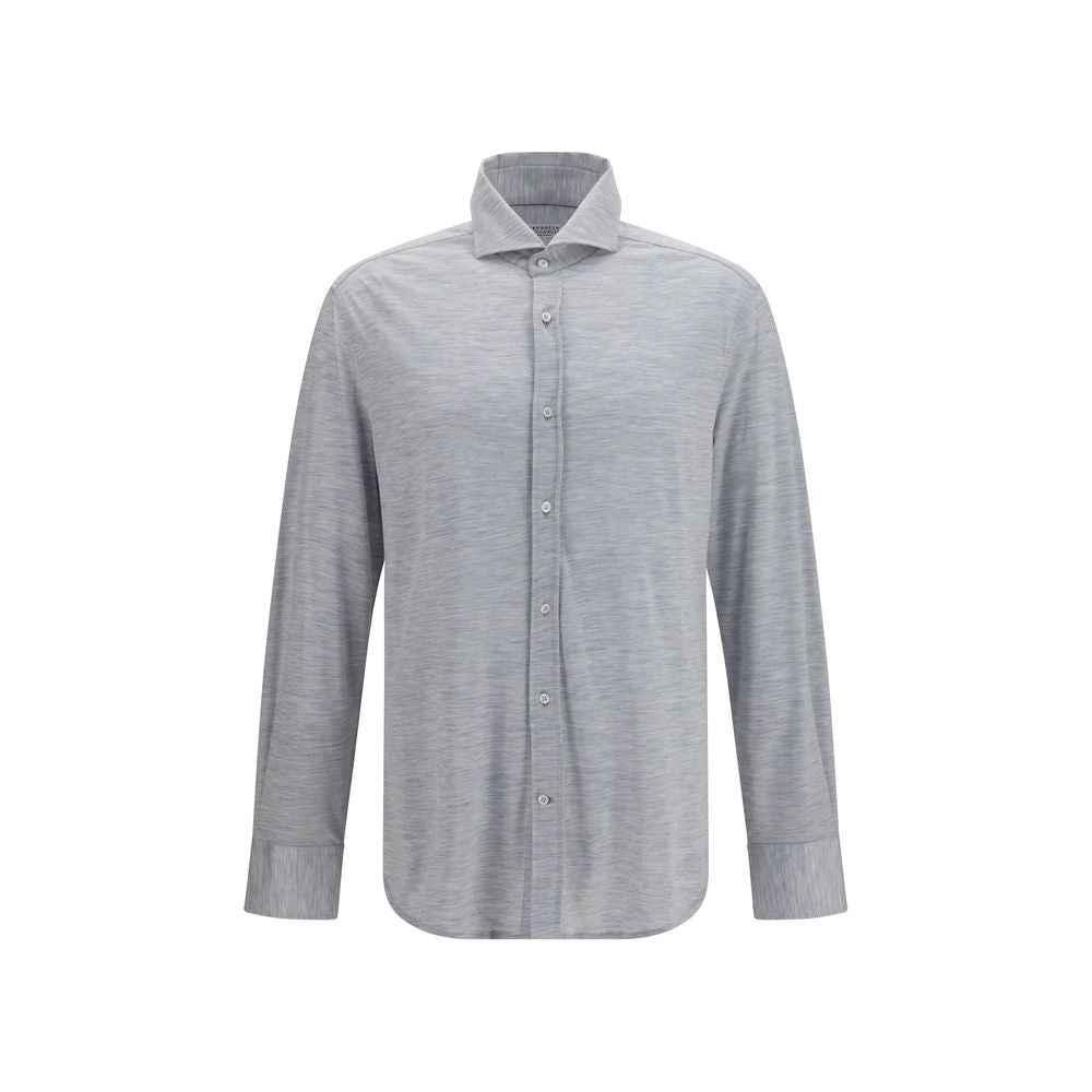 Brunello Cucinelli Gray Silk Dress Shirt Brunello Cucinelli