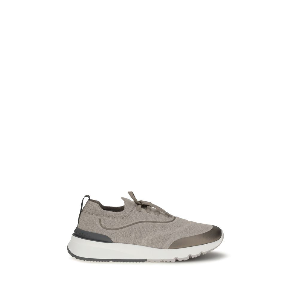Brunello Cucinelli Brown Cotton Athletic Sneakers Brunello Cucinelli