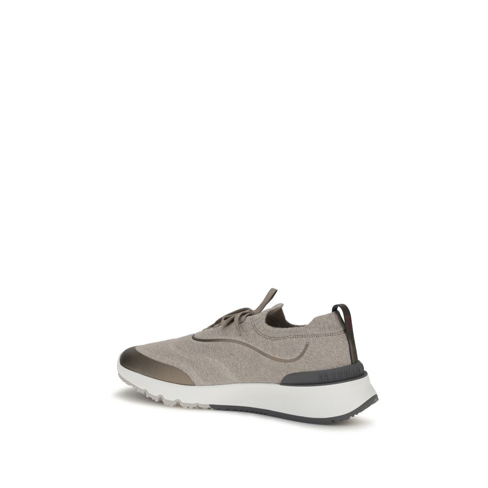 Brunello Cucinelli Brown Cotton Athletic Sneakers Brunello Cucinelli