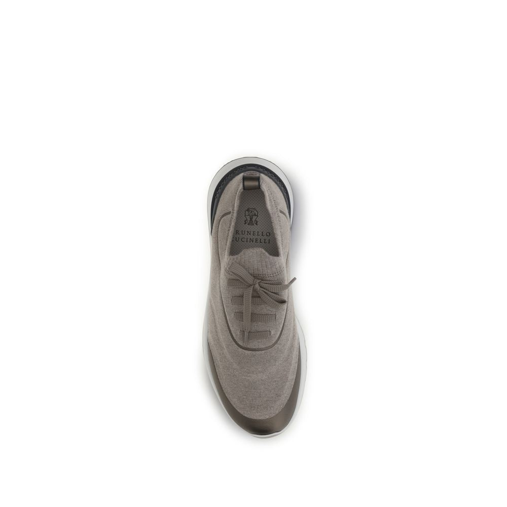 Brunello Cucinelli Brown Cotton Athletic Sneakers Brunello Cucinelli