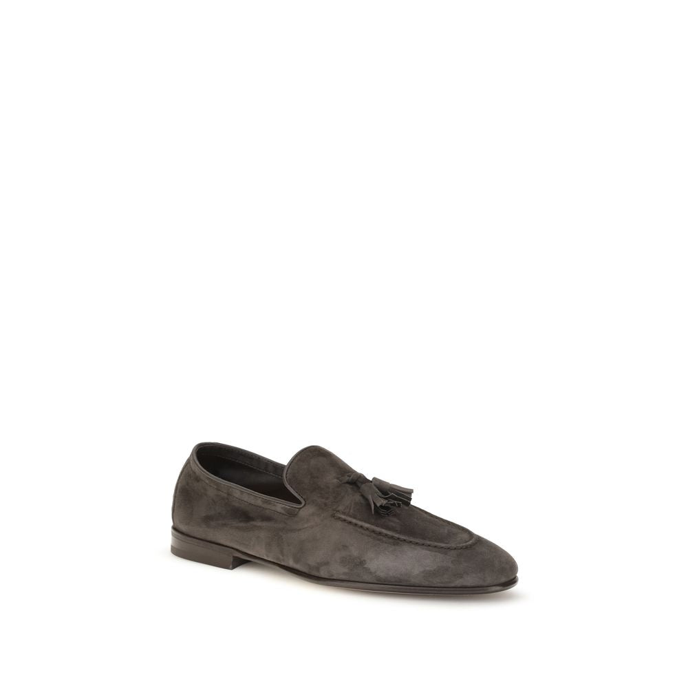 Brunello Cucinelli Beige Calf Leather Bos Taurus Slip-On Loafers Brunello Cucinelli