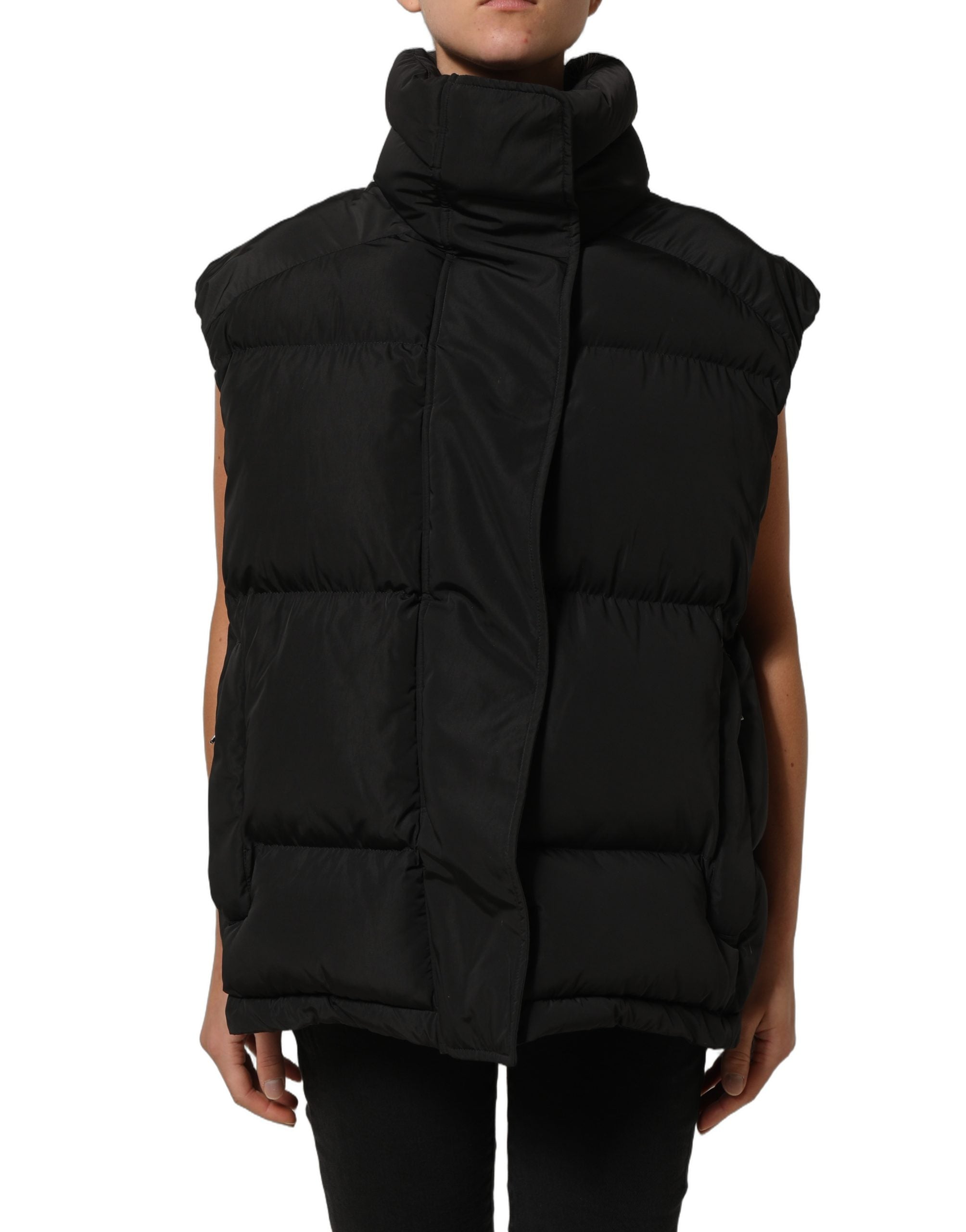Dolce & Gabbana Black Polyester Sleeveless Padded Men Puffer Jacket Dolce & Gabbana