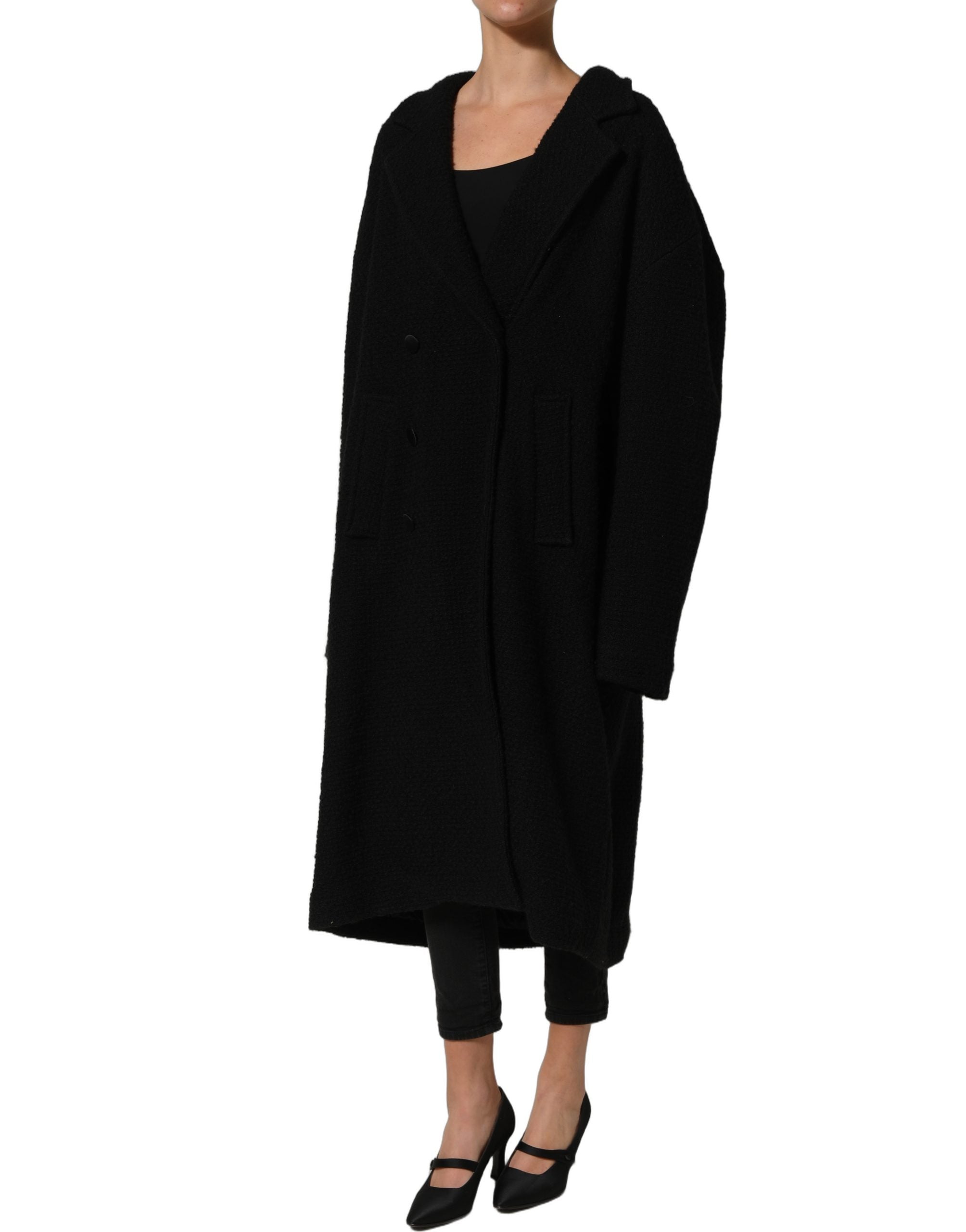 Dolce & Gabbana Black Double Breasted Men Trench Coat Jacket Dolce & Gabbana