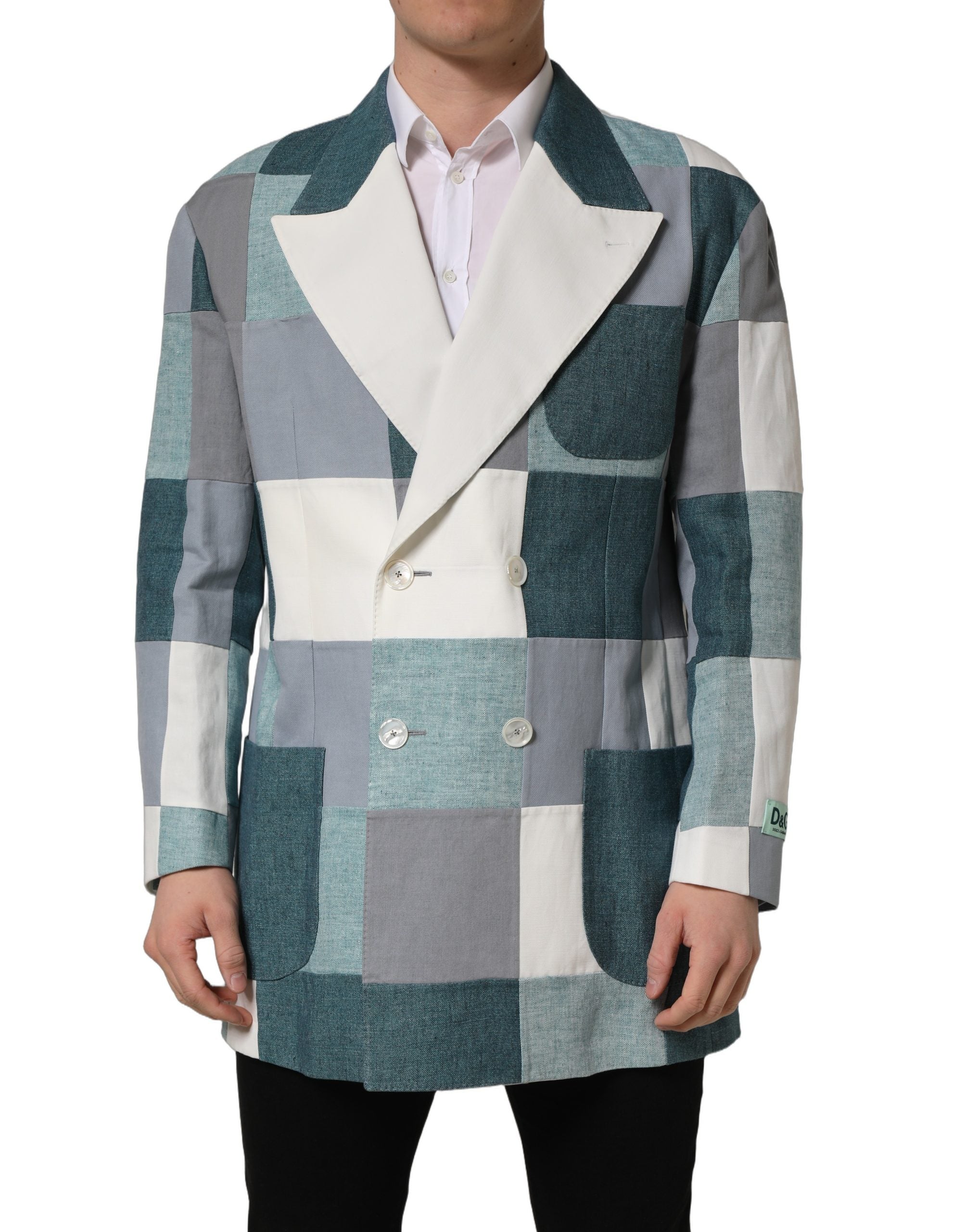 Dolce & Gabbana Multicolor Patchwork Linen Double Breasted Jacket Dolce & Gabbana