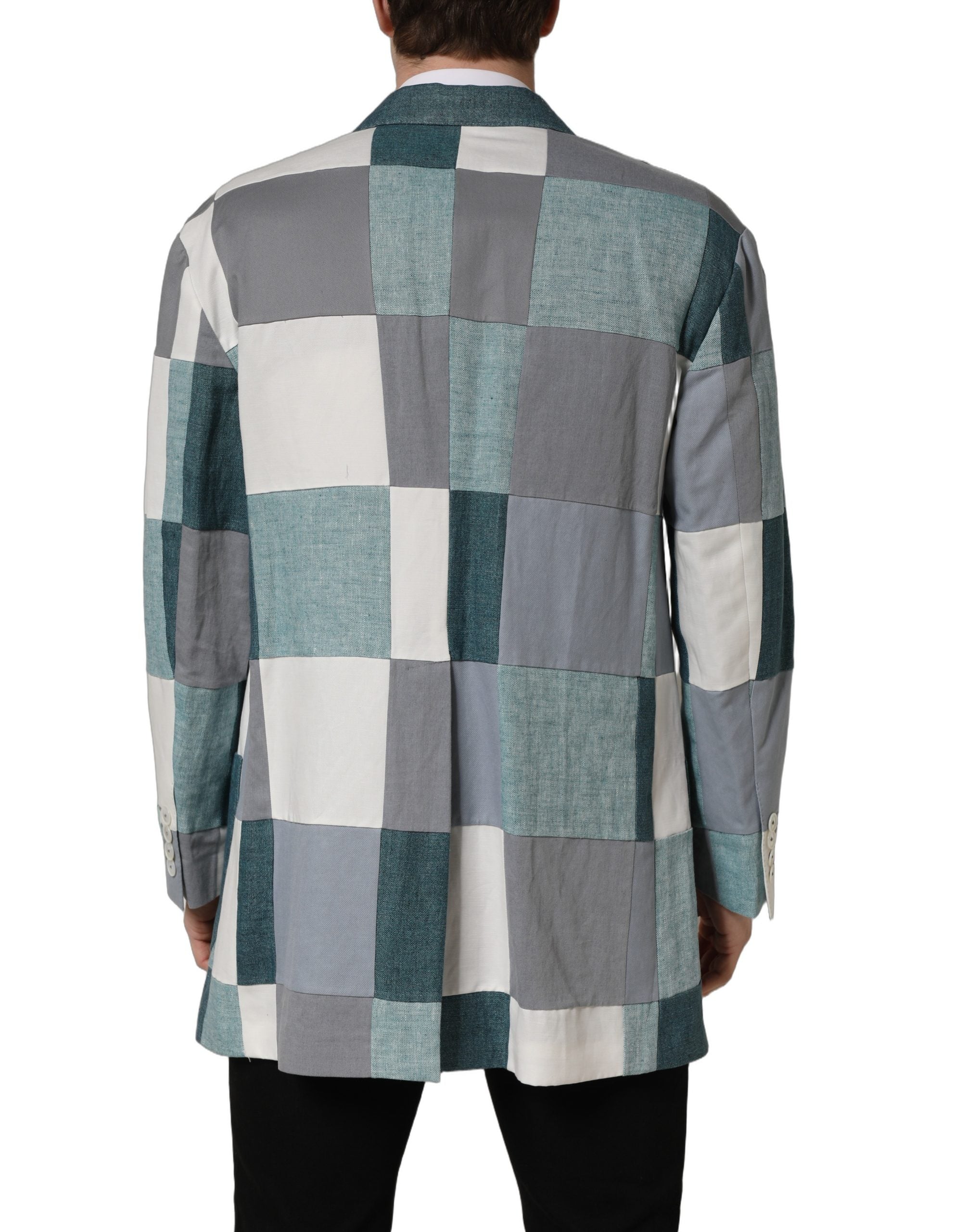 Dolce & Gabbana Multicolor Patchwork Linen Double Breasted Jacket Dolce & Gabbana