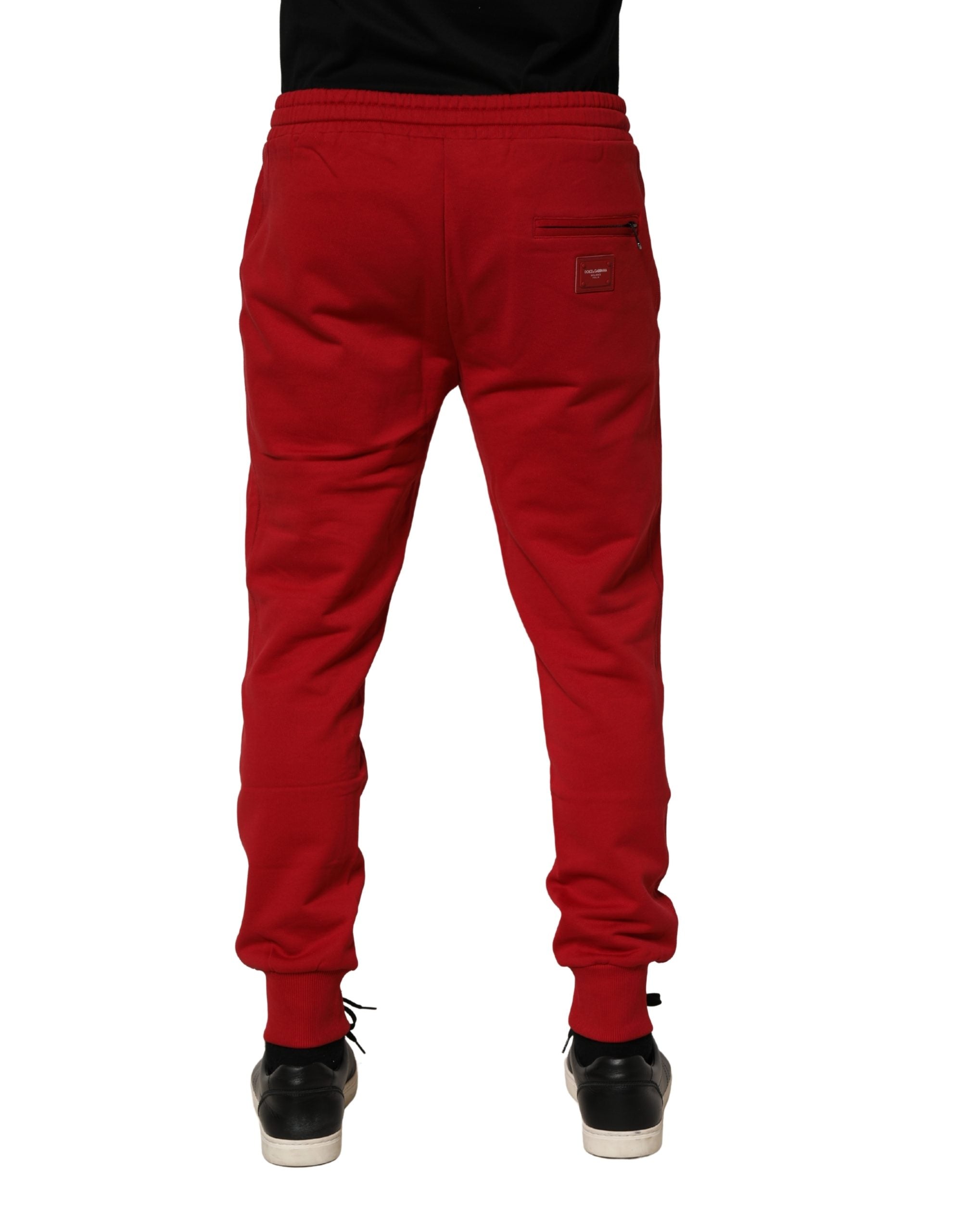 Dolce & Gabbana Red DG Logo Cotton Jogger Men Sweatpants Pants Dolce & Gabbana