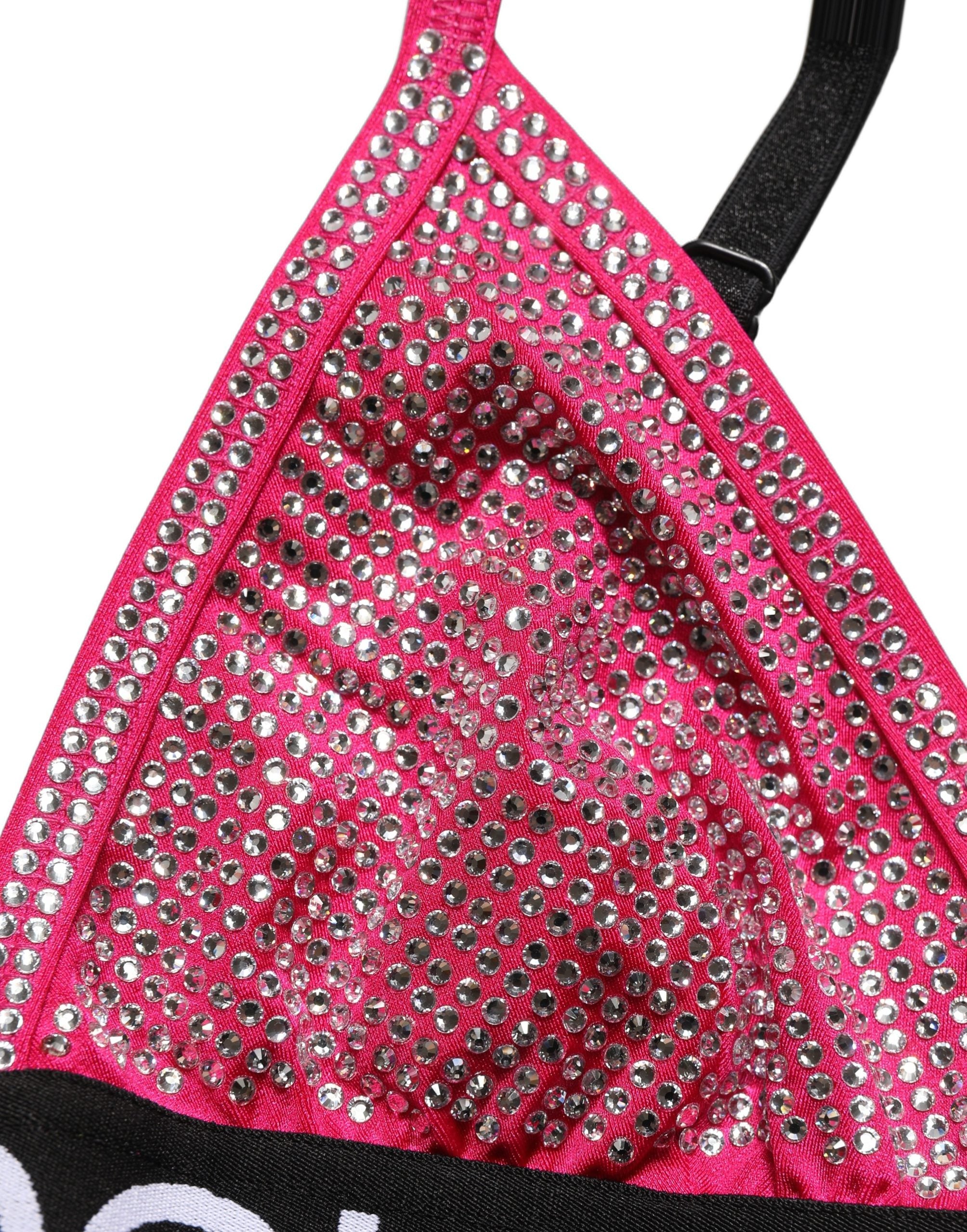 Dolce & Gabbana Pink Crystal Embellished Bralette Crop Top Dolce & Gabbana