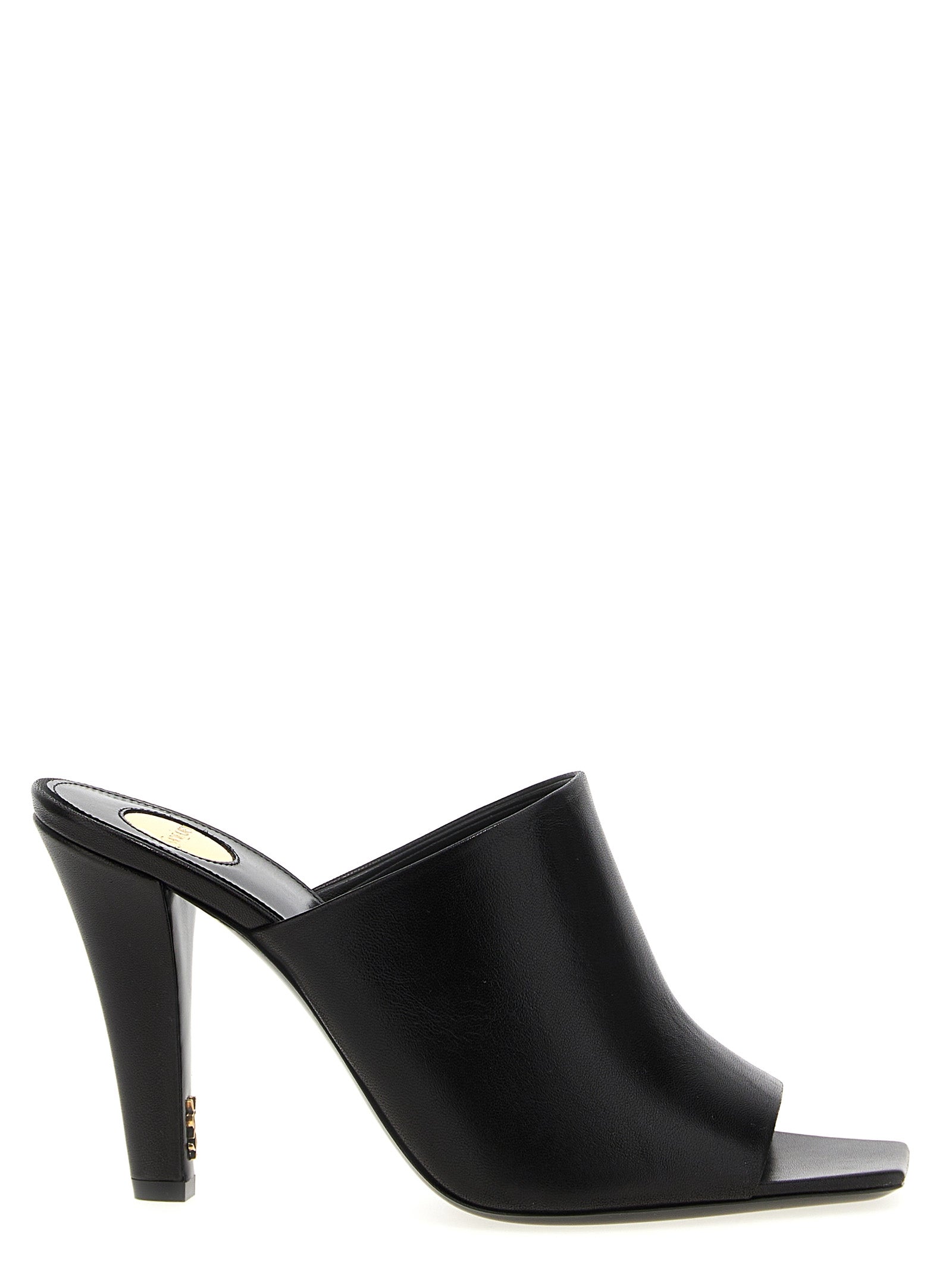 Saint Laurent Black Leather Stiletto Heel Sandals