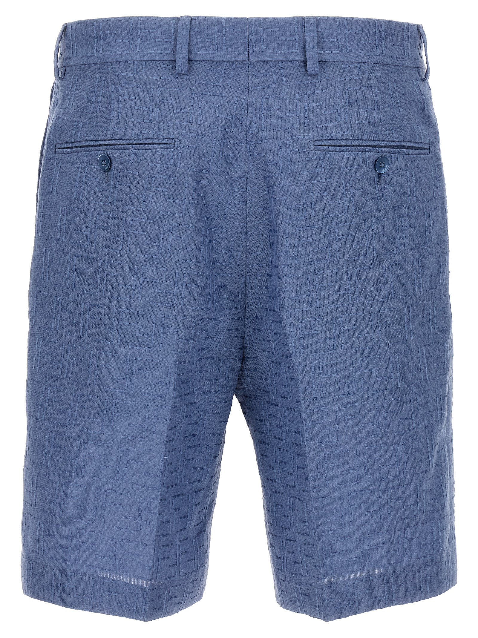 Fendi Blue Linen Bermuda Shorts Fendi