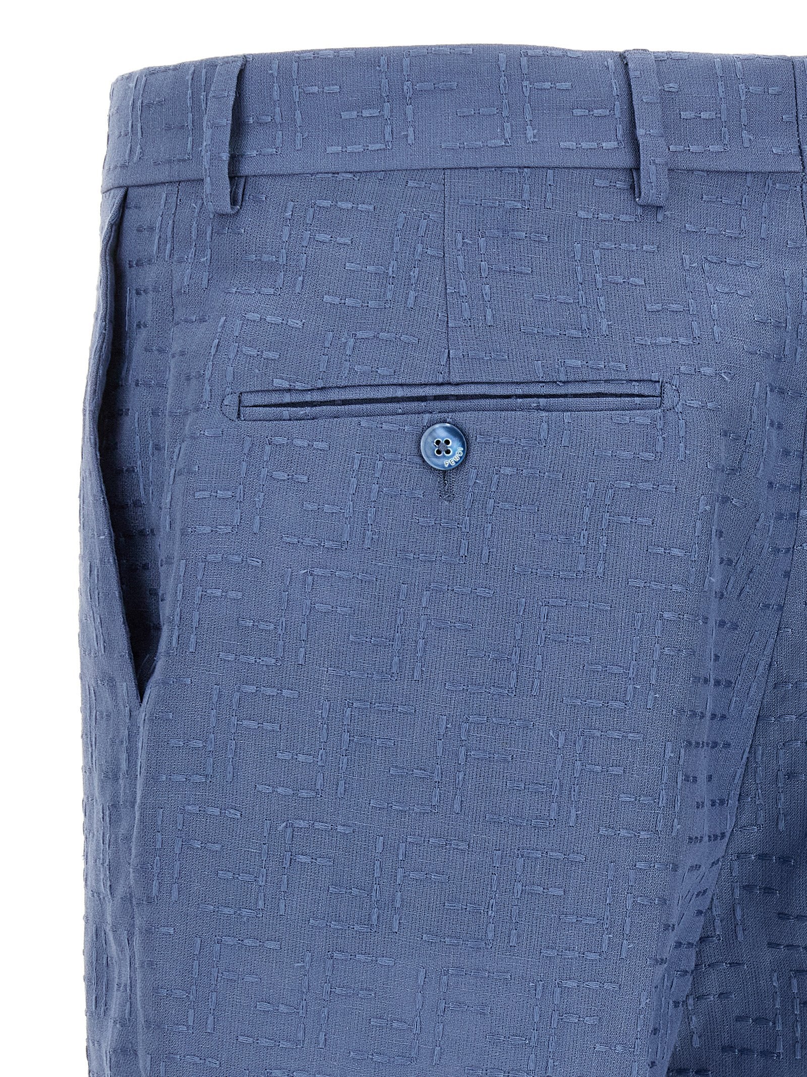 Fendi Blue Linen Bermuda Shorts Fendi