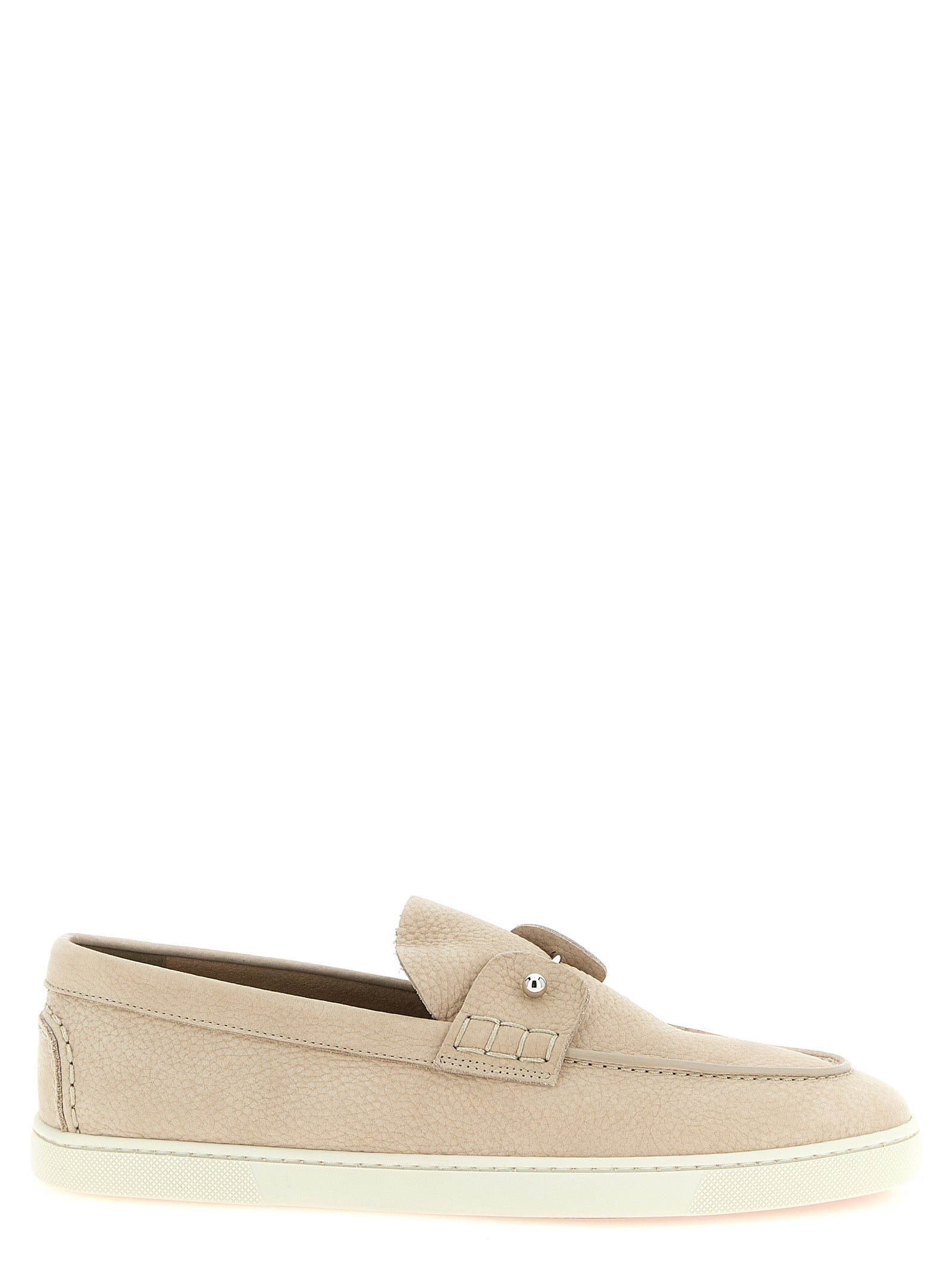 Christian Louboutin Beige Calfskin Slip-On Loafers Christian Louboutin