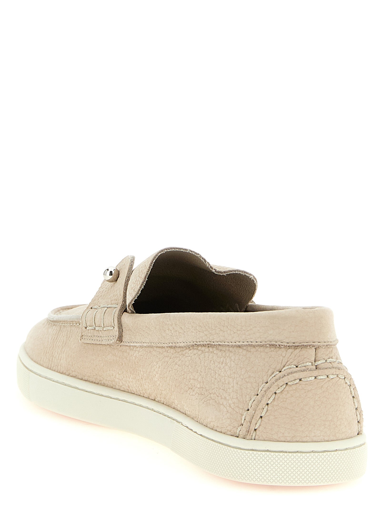 Christian Louboutin Beige Calfskin Slip-On Loafers Christian Louboutin