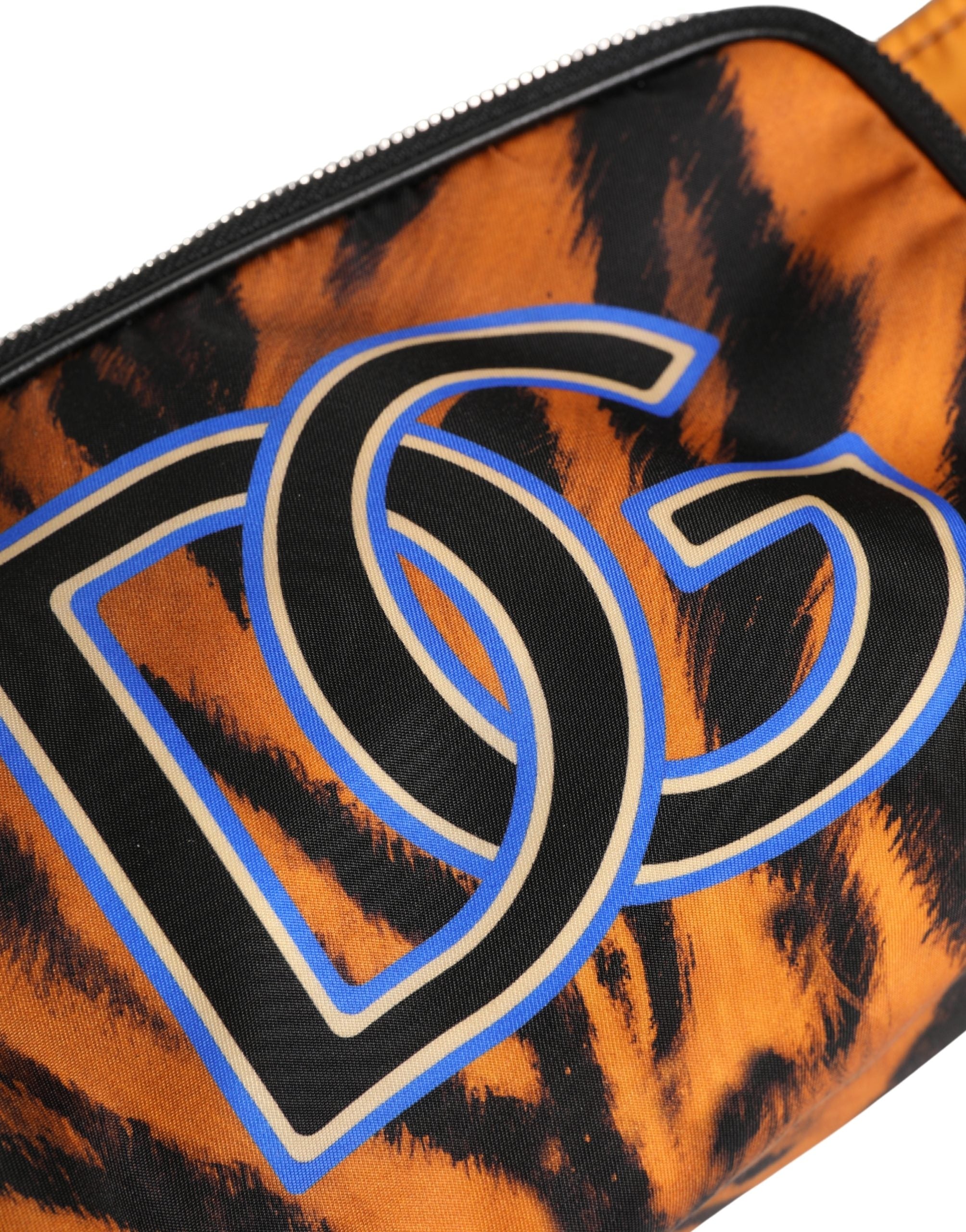 Dolce & Gabbana Brown Tiger Print Nylon Fanny Waist Pack Borse Men Bag Dolce & Gabbana