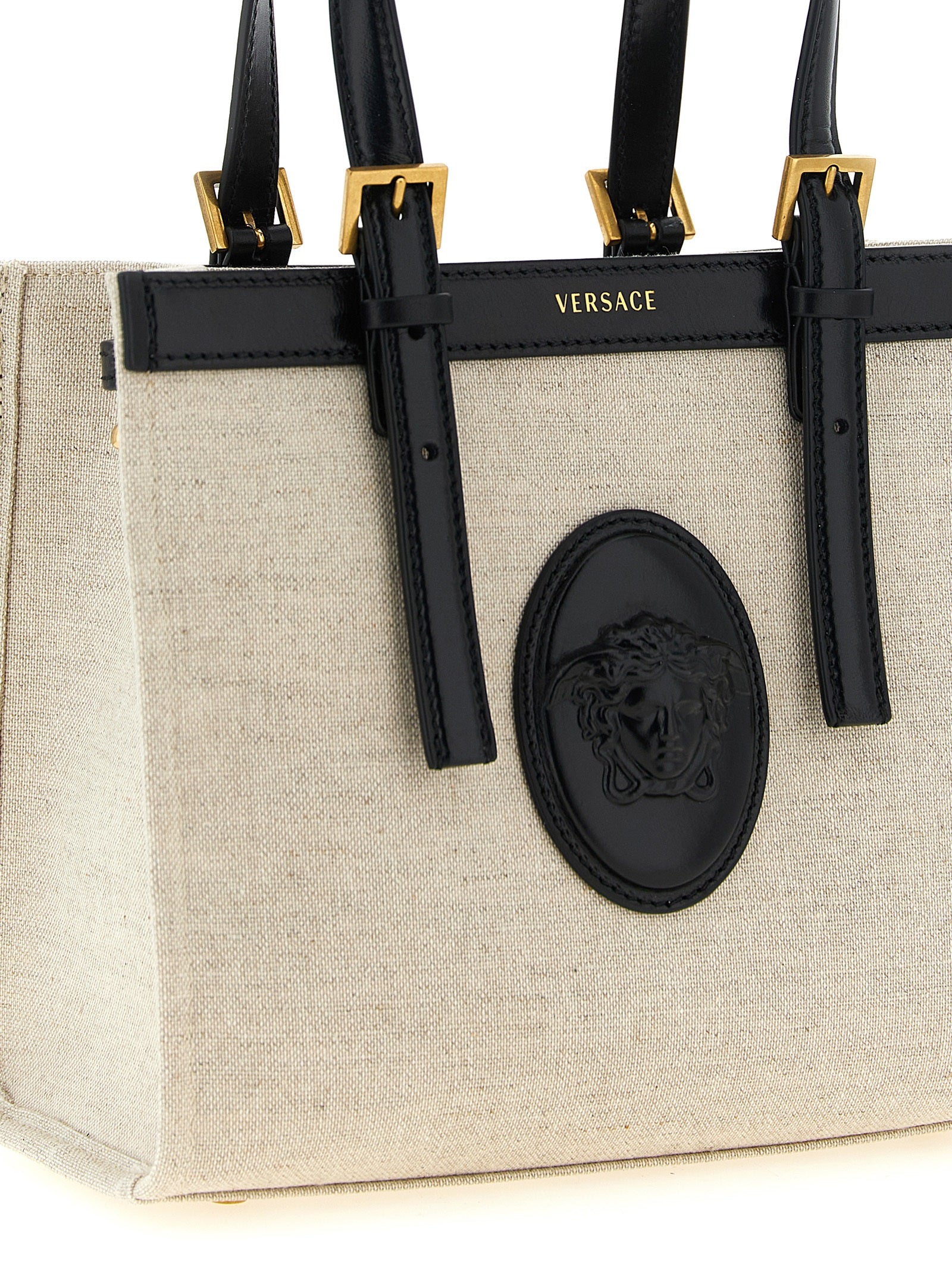 Versace Beige Linen Tote Bag Versace