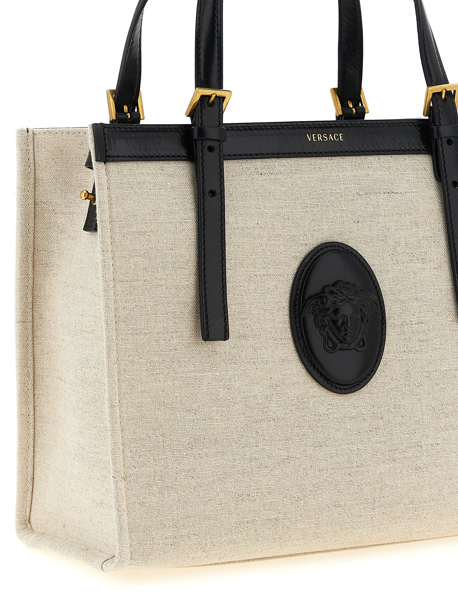 Versace Beige Leather Tote Bag Versace
