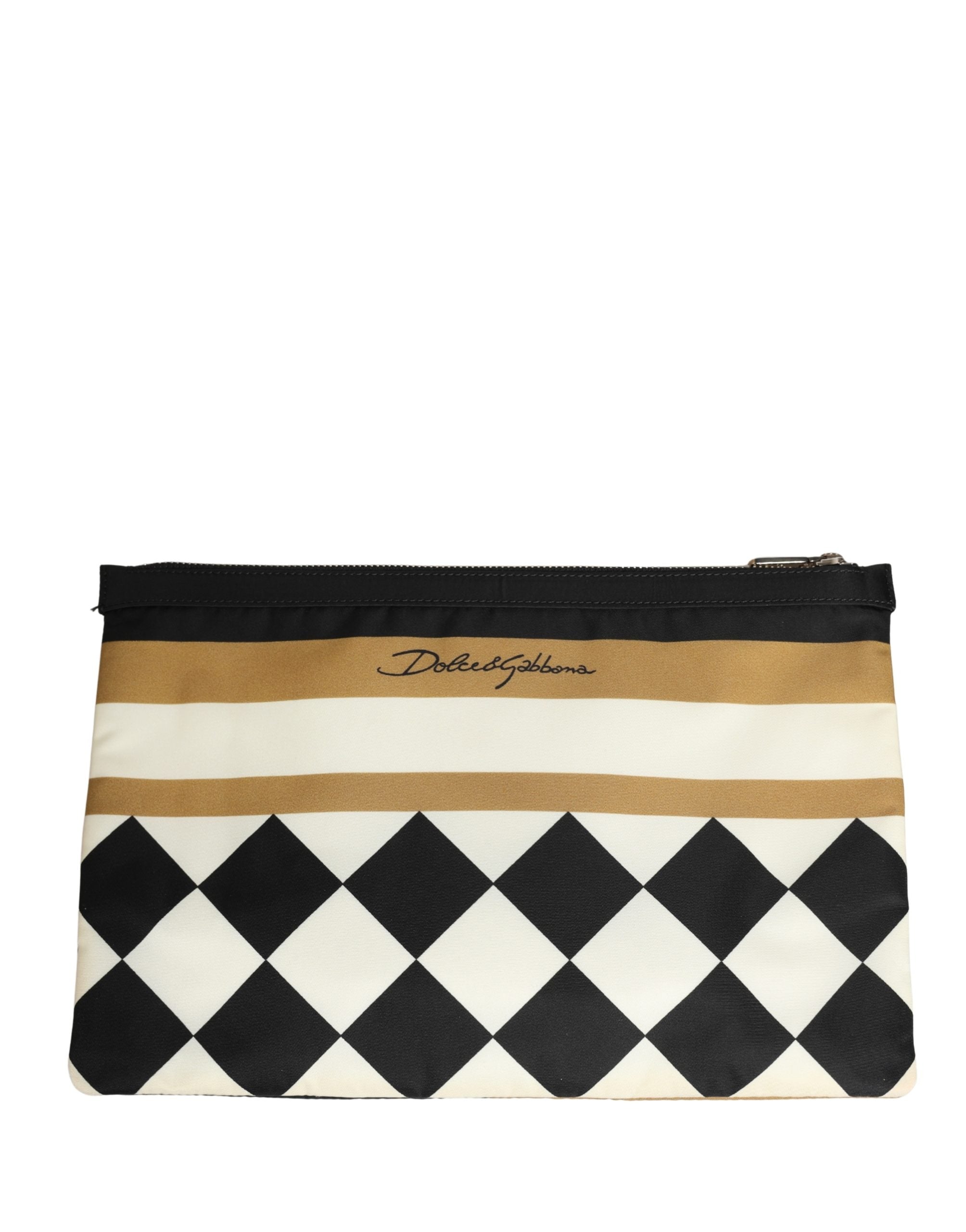 Dolce & Gabbana Multicolor Checkered Logo Print Nylon Clutch Borse Bag Dolce & Gabbana