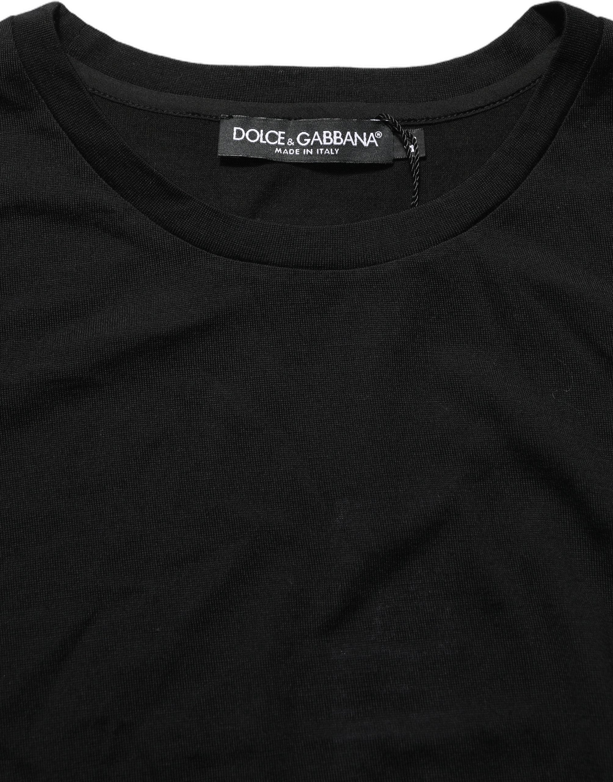 Dolce & Gabbana Black Wool Crew Neck Short Sleeves Men T-shirt Dolce & Gabbana