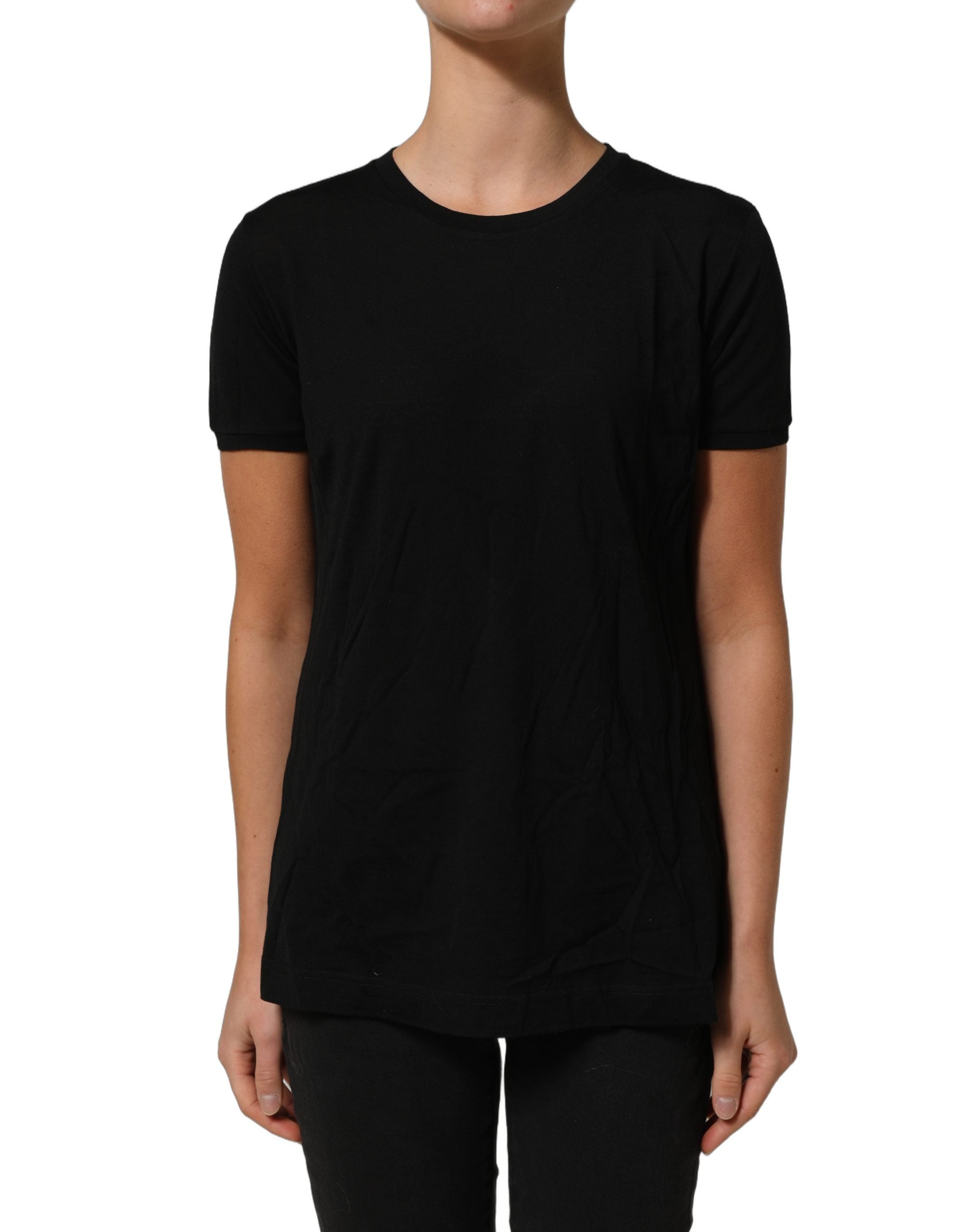 Dolce & Gabbana Black Wool Crew Neck Short Sleeves Men T-shirt Dolce & Gabbana