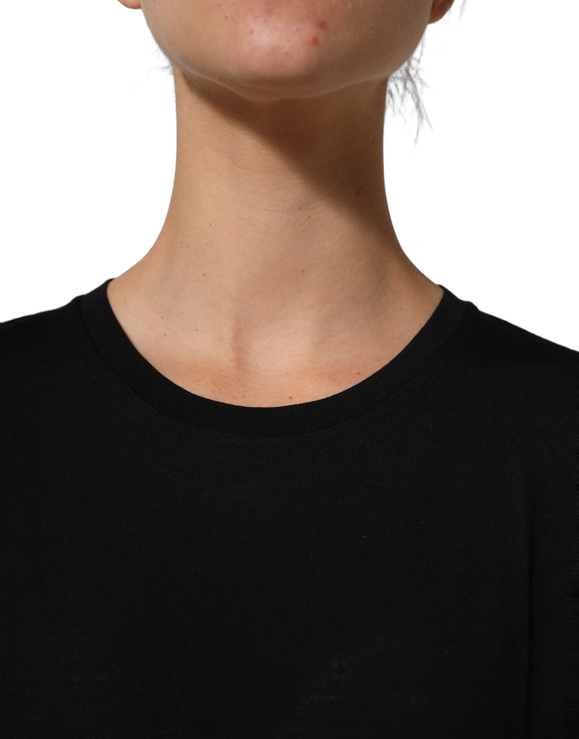 Dolce & Gabbana Black Wool Crew Neck Short Sleeves Men T-shirt Dolce & Gabbana