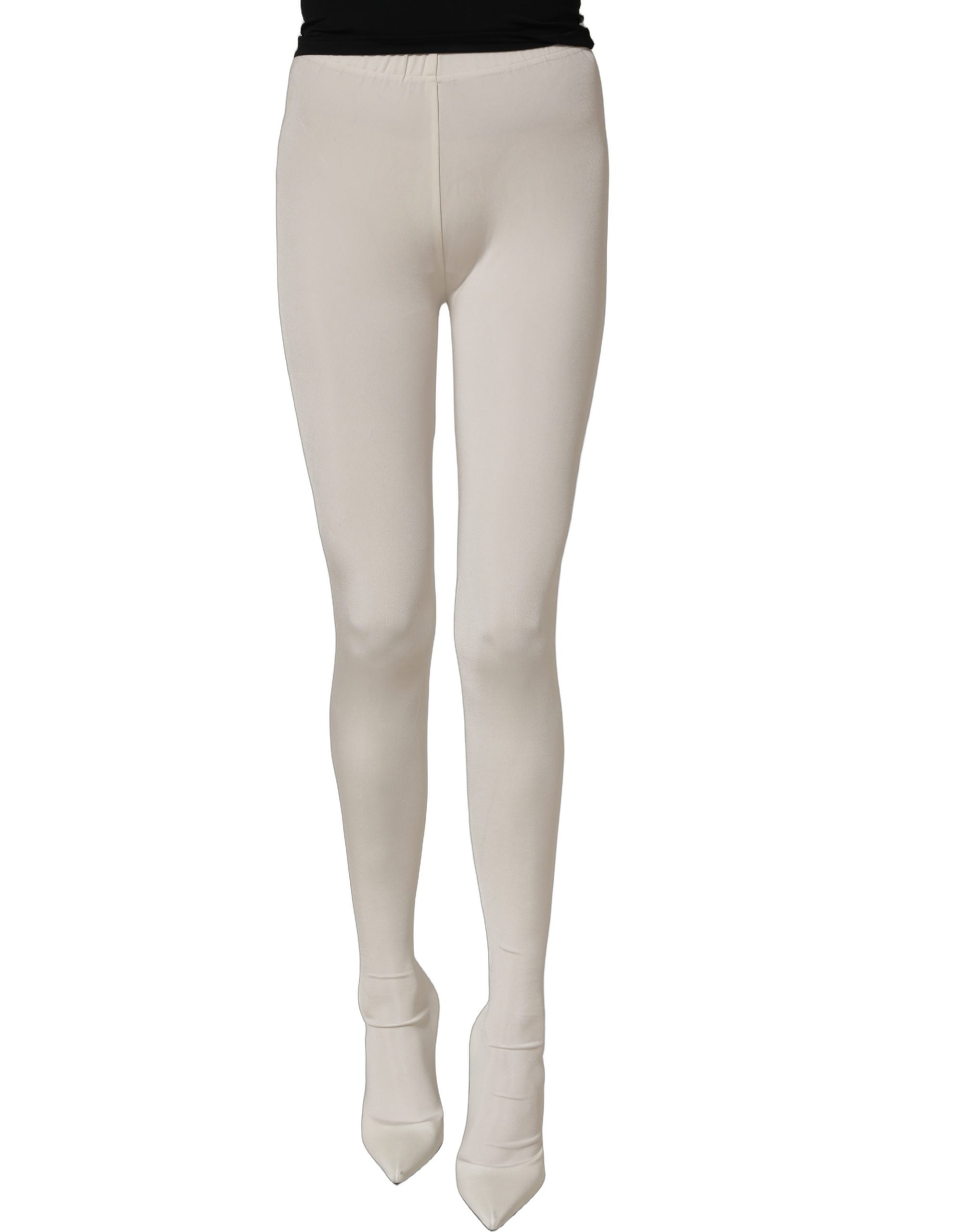 Dolce & Gabbana White High Heels Pumps Jersey Tights Shoes Dolce & Gabbana