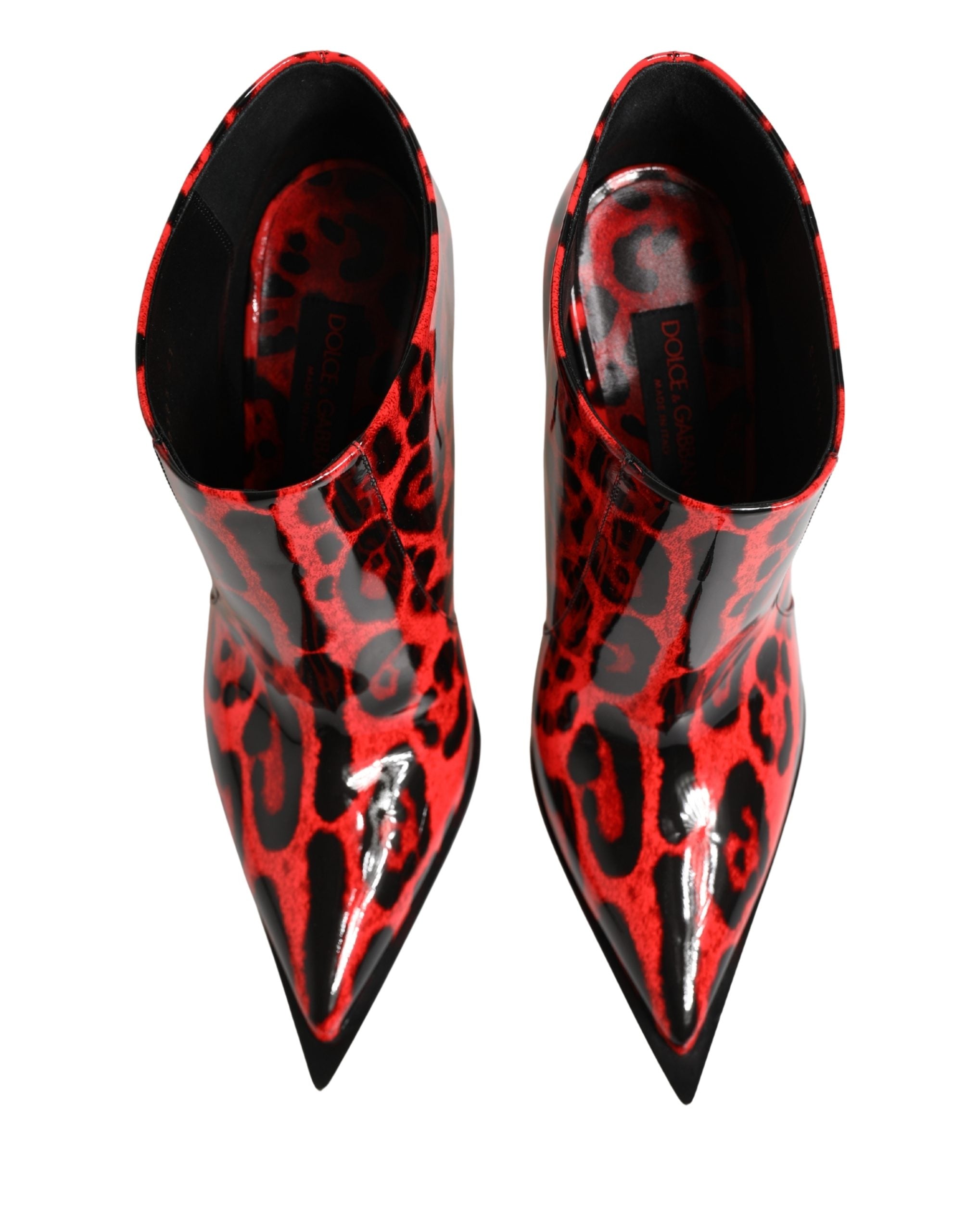 Dolce & Gabbana Red Leopard Cardinale Ankle Boots Shoes Dolce & Gabbana