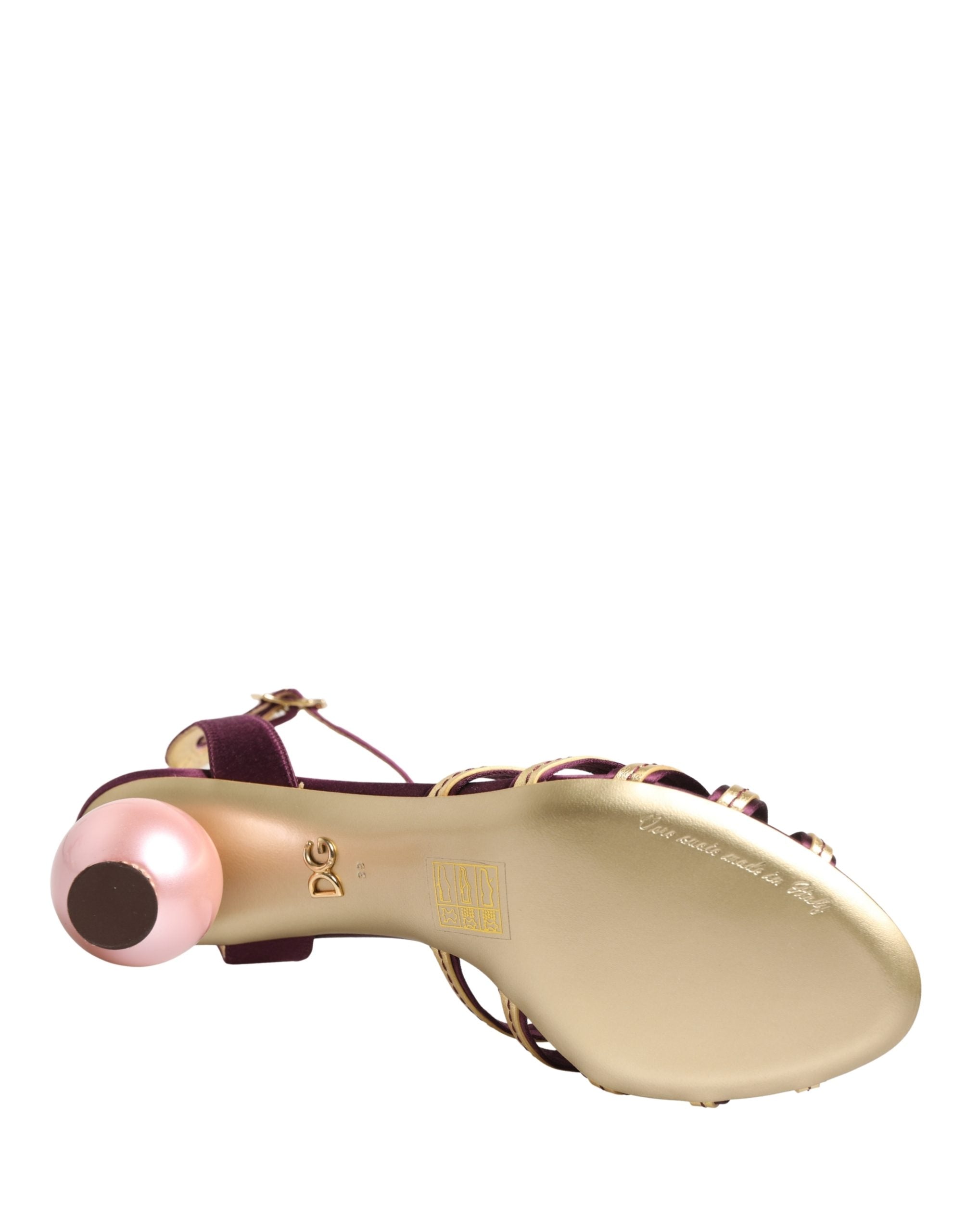 Dolce & Gabbana Purple Gold Keira Pearl Heels Sandals Shoes Dolce & Gabbana