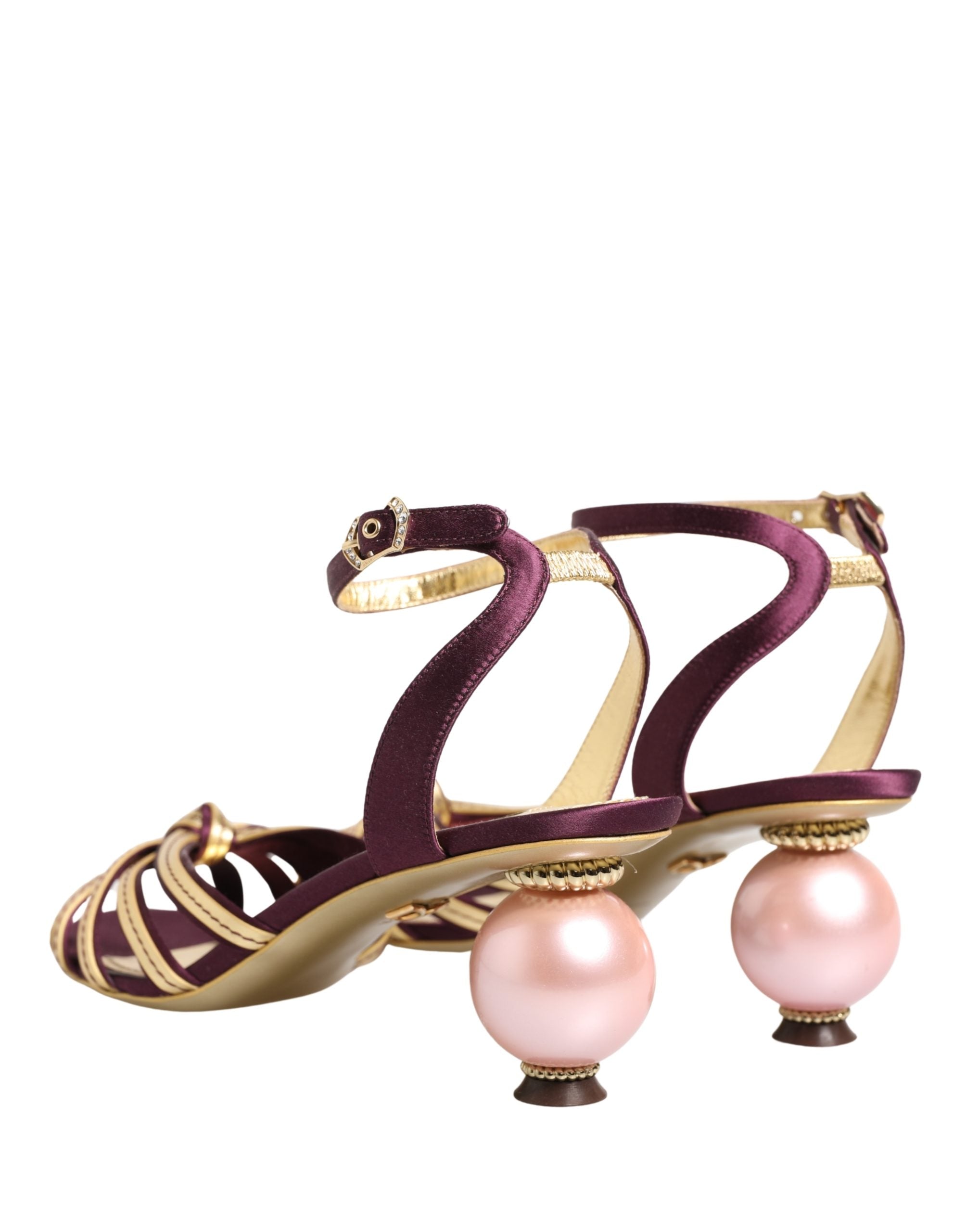 Dolce & Gabbana Purple Gold Keira Pearl Heels Sandals Shoes Dolce & Gabbana