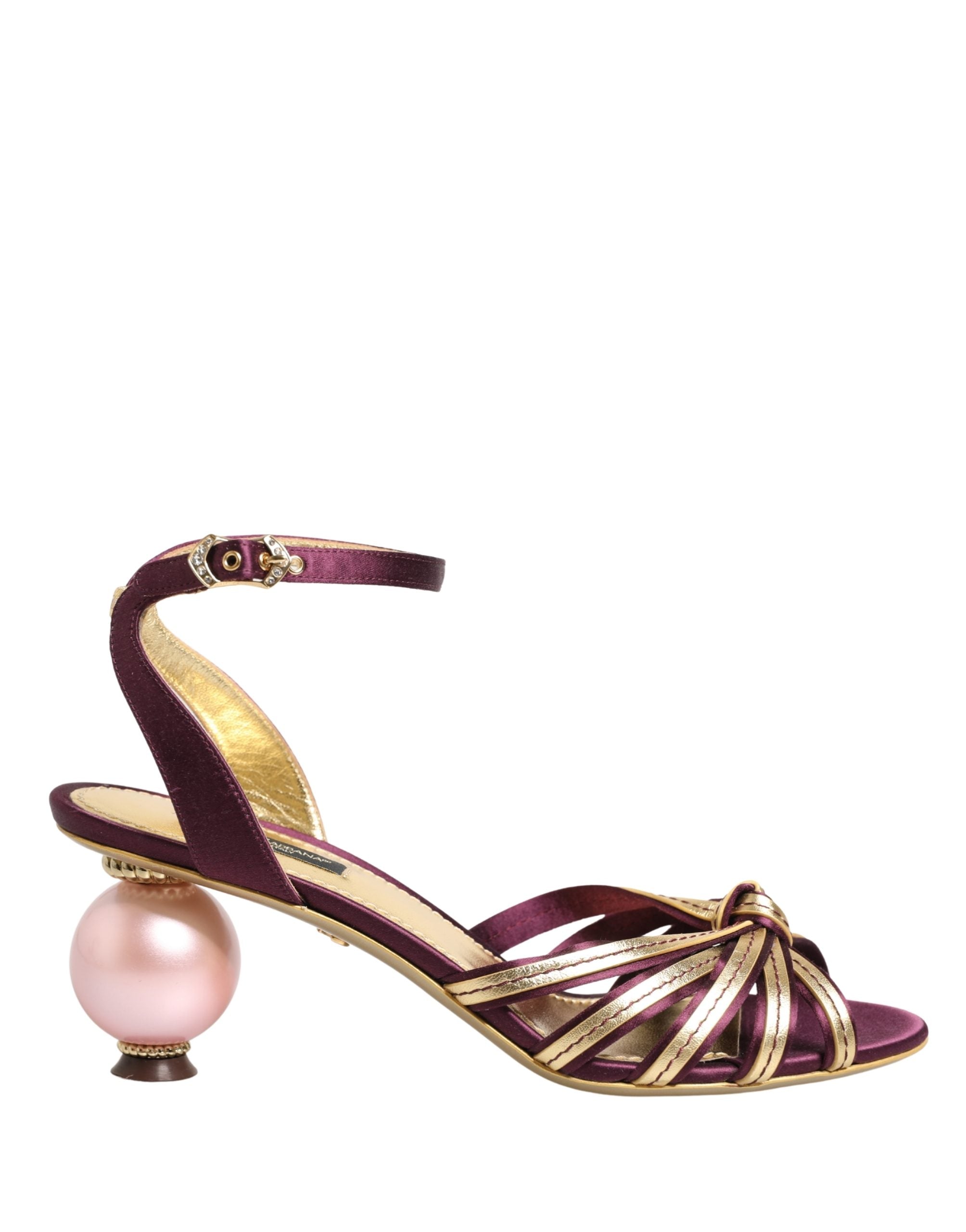 Dolce & Gabbana Purple Gold Keira Pearl Heels Sandals Shoes Dolce & Gabbana