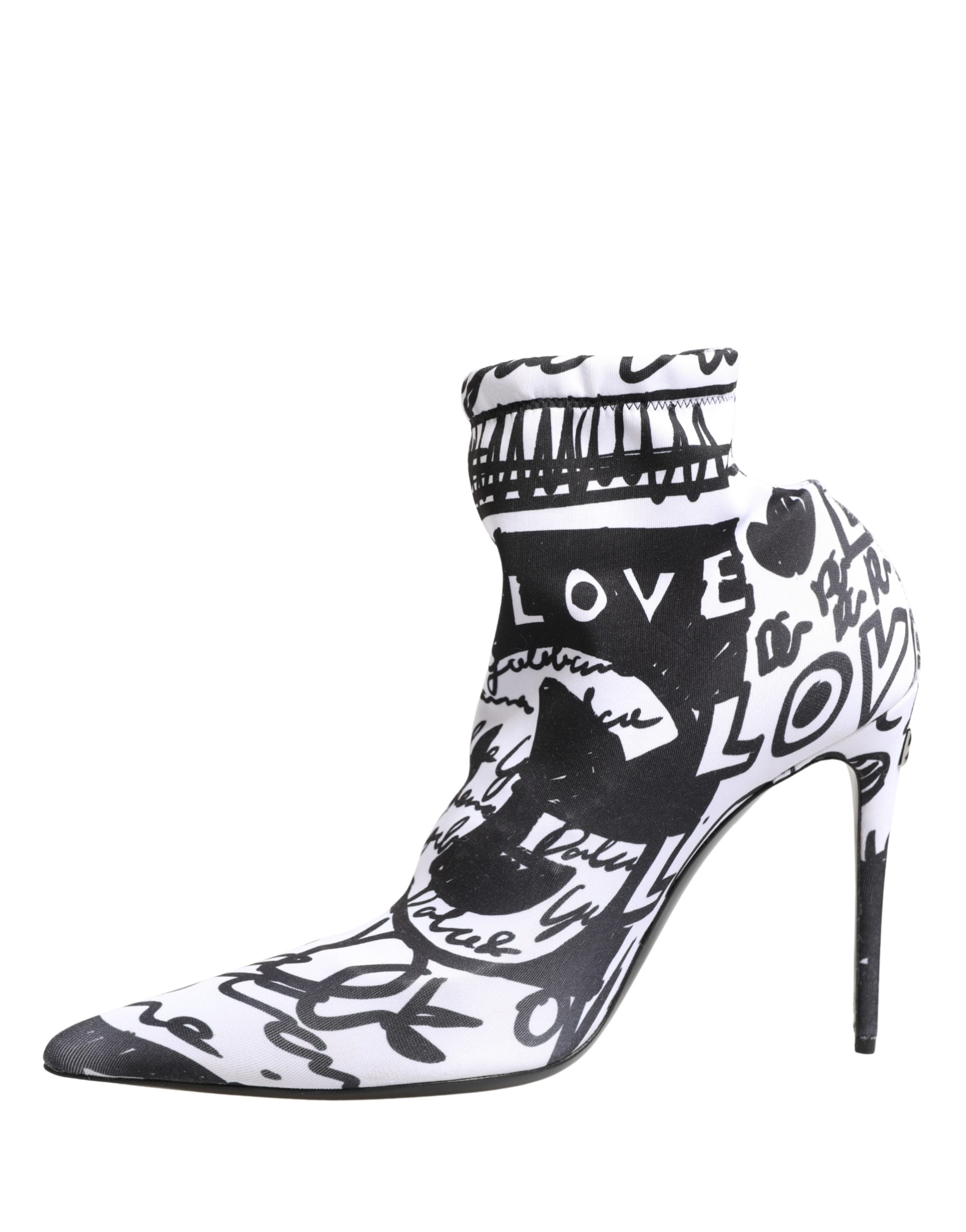 Dolce & Gabbana White Graffiti Stretch Ankle Boots Shoes Dolce & Gabbana