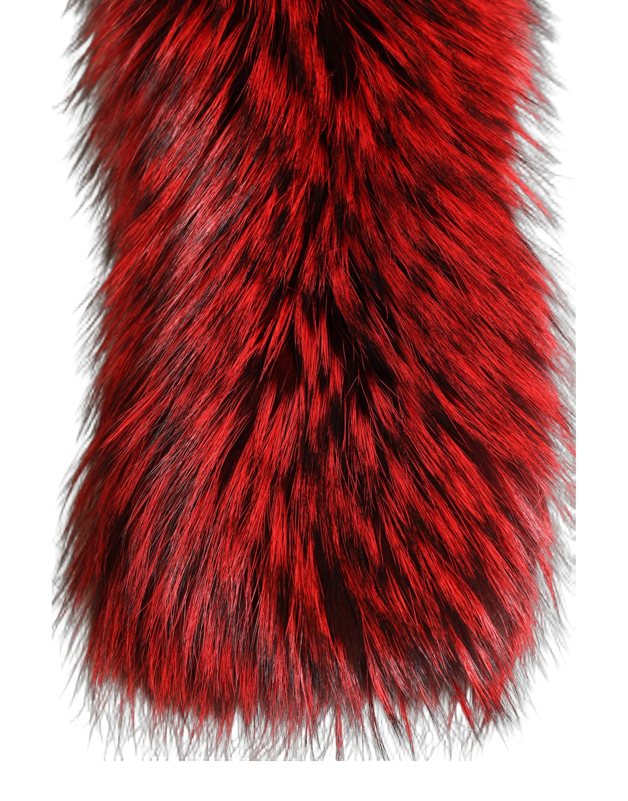 Dolce & Gabbana Red Fox Fur Neck Wrap Warmer Winter Scarf Dolce & Gabbana