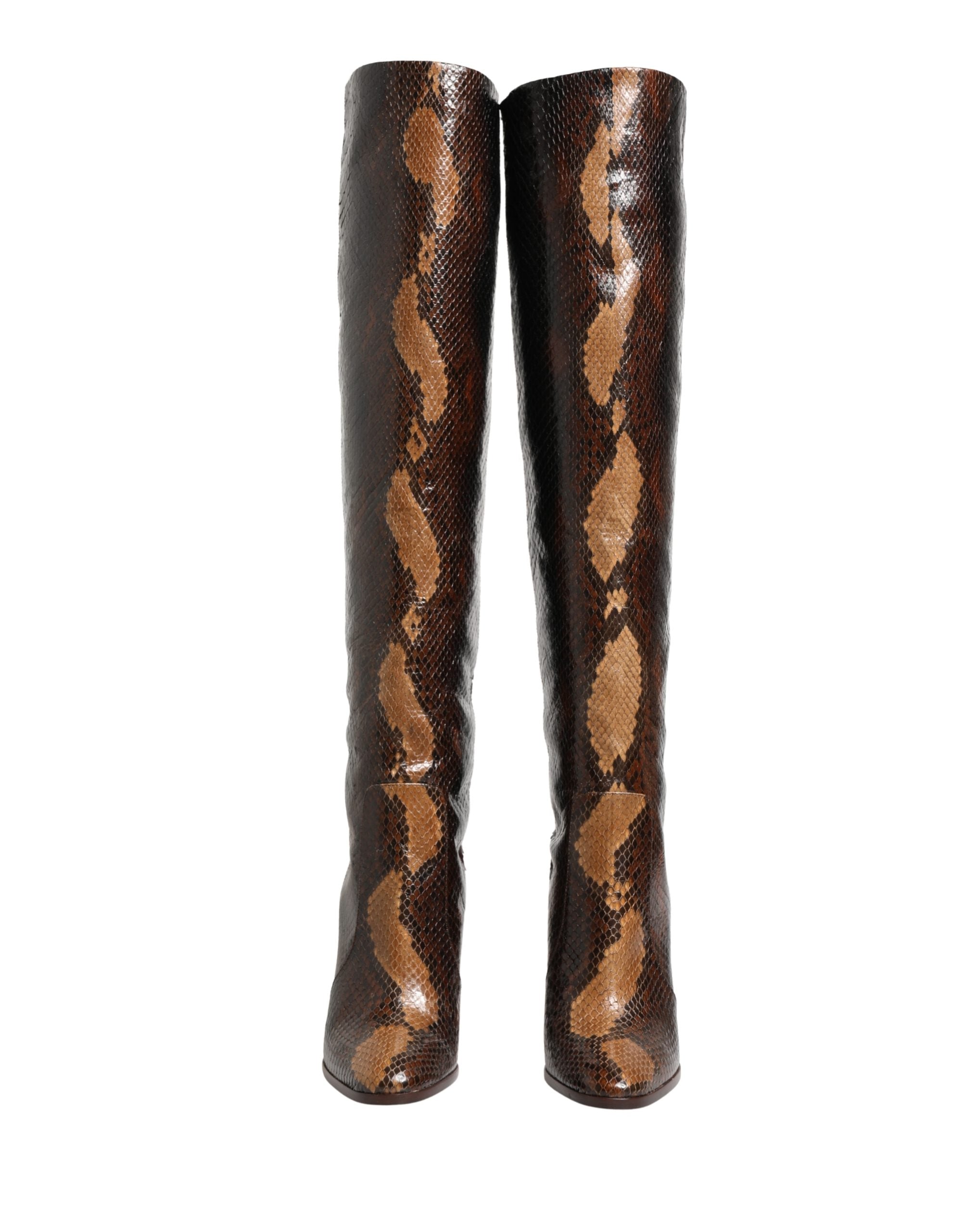 Dolce & Gabbana Brown Exotic Leather Knee High Boots Shoes Dolce & Gabbana