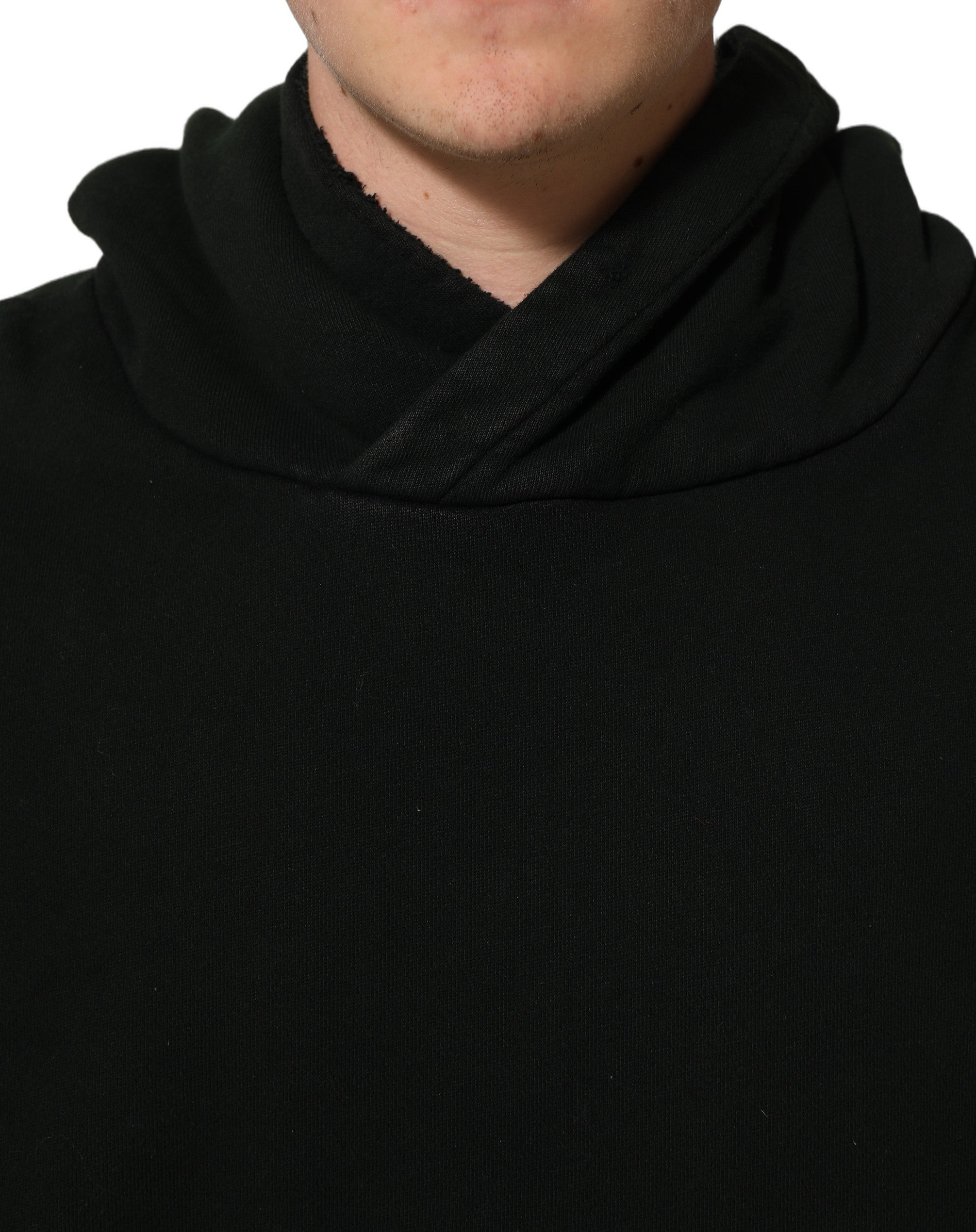 Dolce & Gabbana Black Cotton Hooded Men Sweatshirt Sweater Dolce & Gabbana