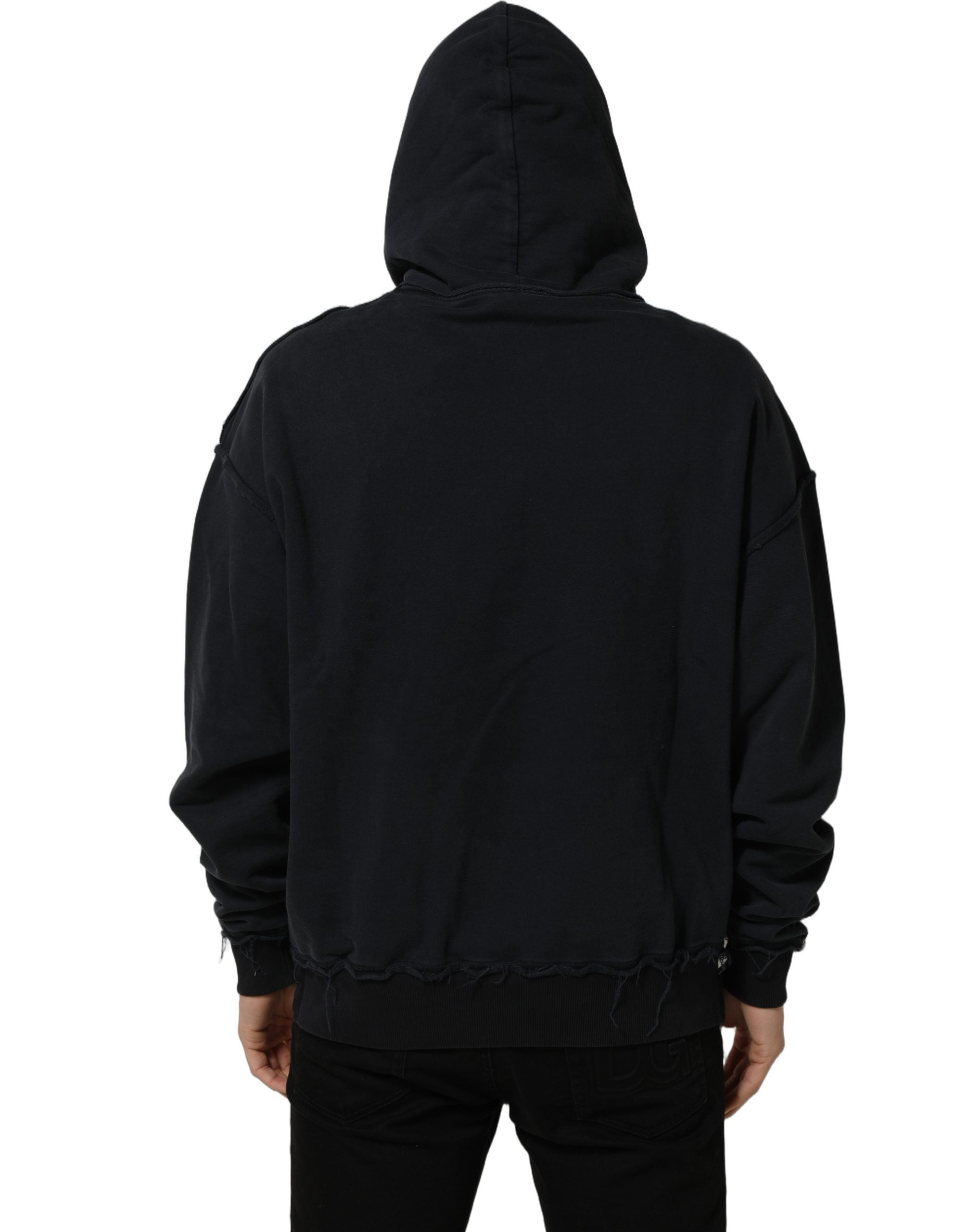 Dolce & Gabbana Black Anchor Print Hooded Sweatshirt Sweater Dolce & Gabbana