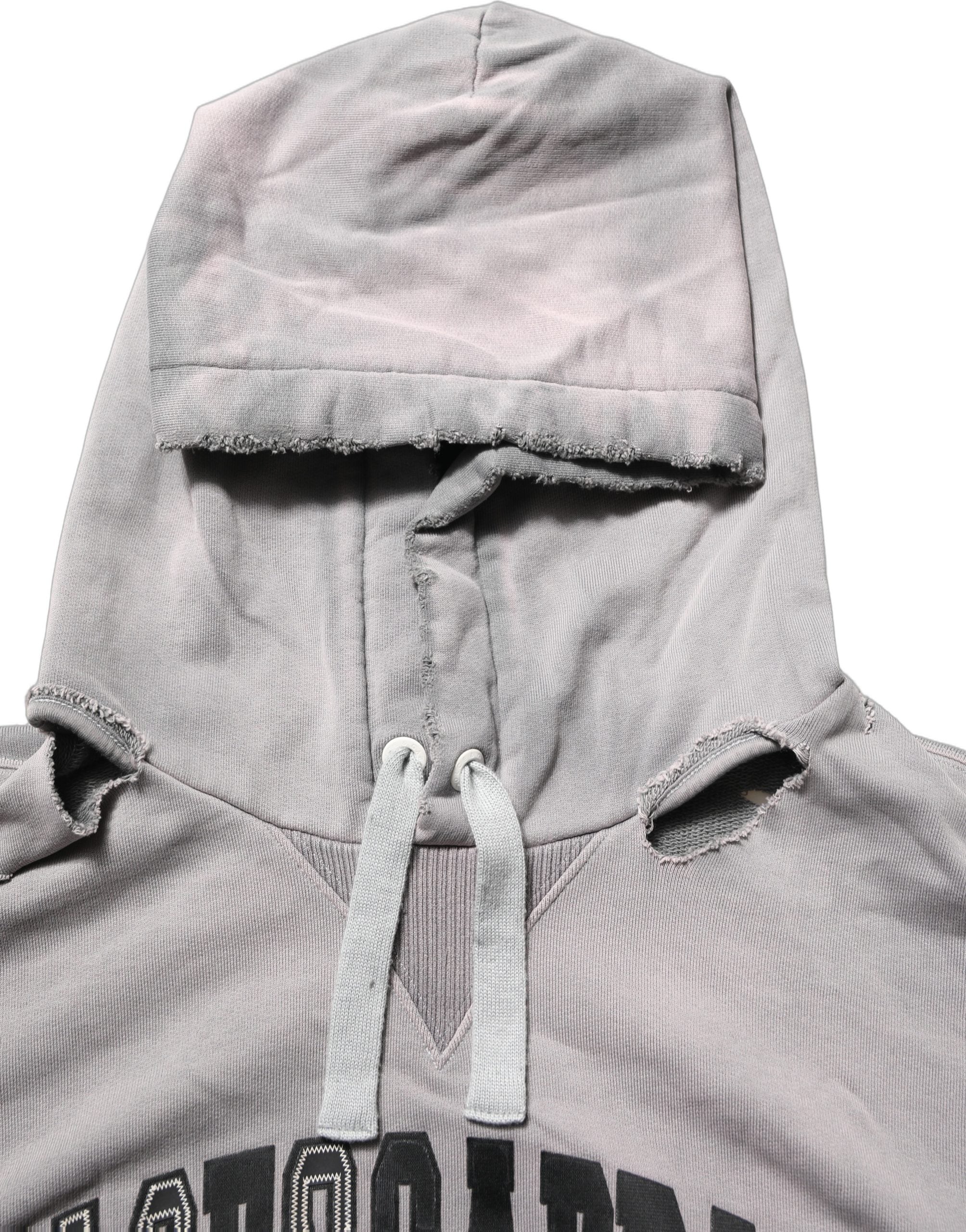 Dolce & Gabbana Gray Graphic Hooded Sweatshirt Men Sweater Dolce & Gabbana