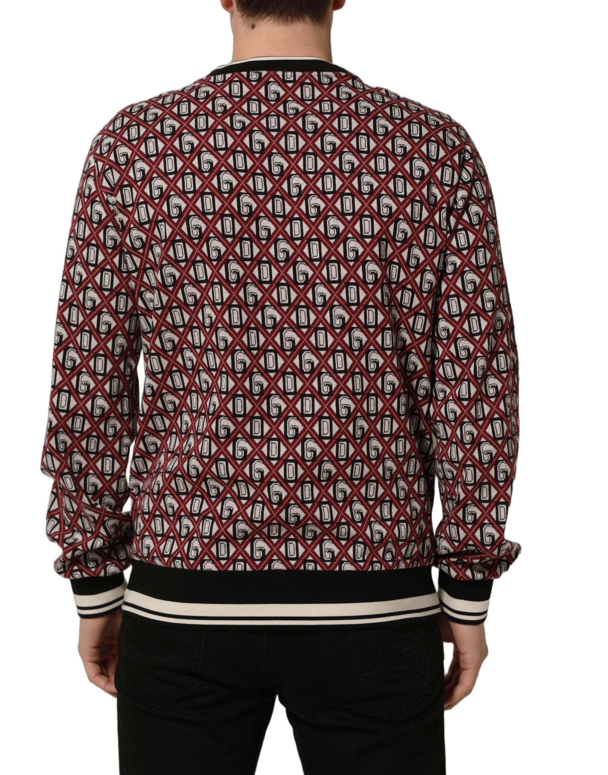 Dolce & Gabbana Red Logo Cotton Jacquard Sweatshirt Sweater Dolce & Gabbana