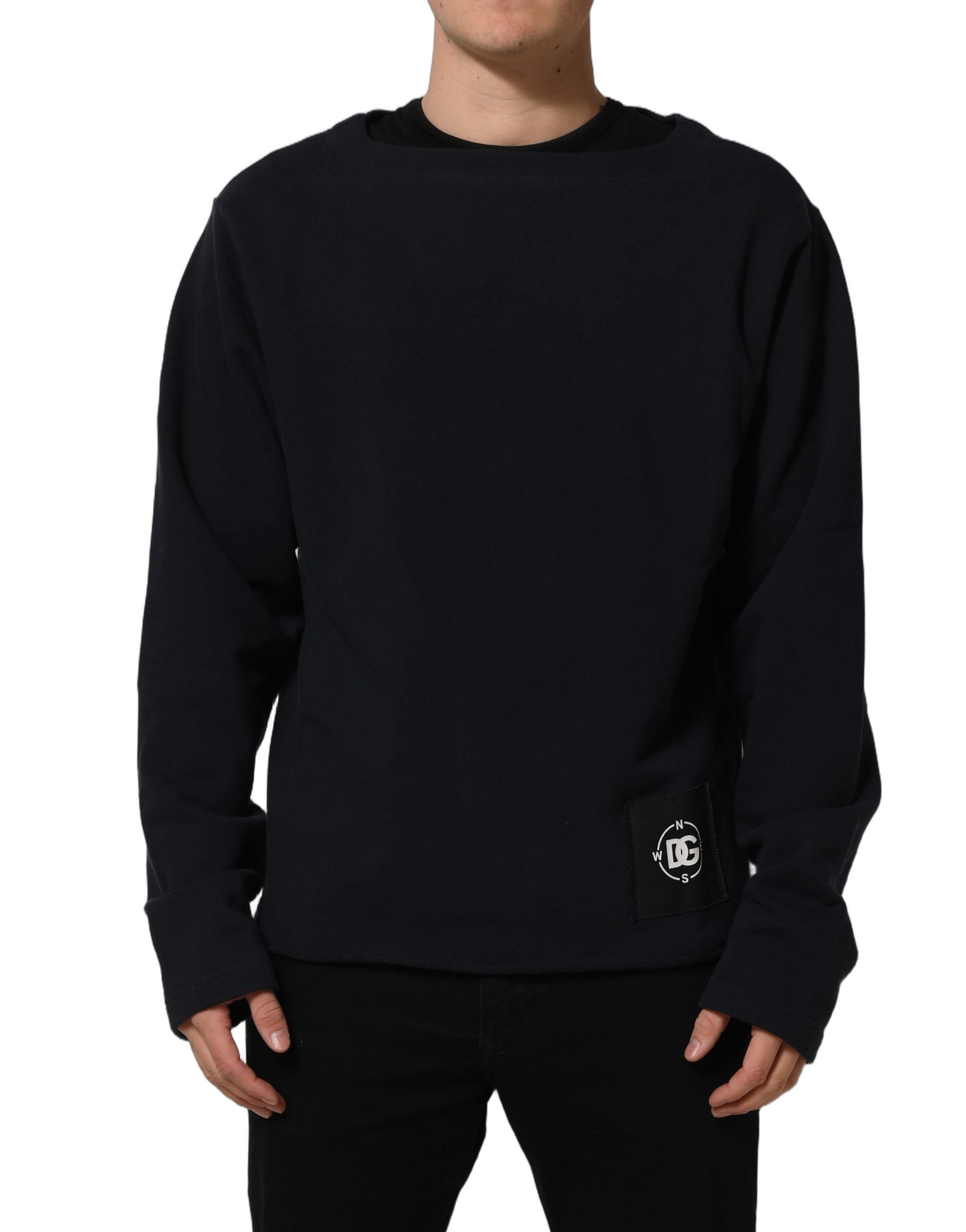 Dolce & Gabbana Dark Blue Logo Cotton Sweatshirt Sweater Dolce & Gabbana