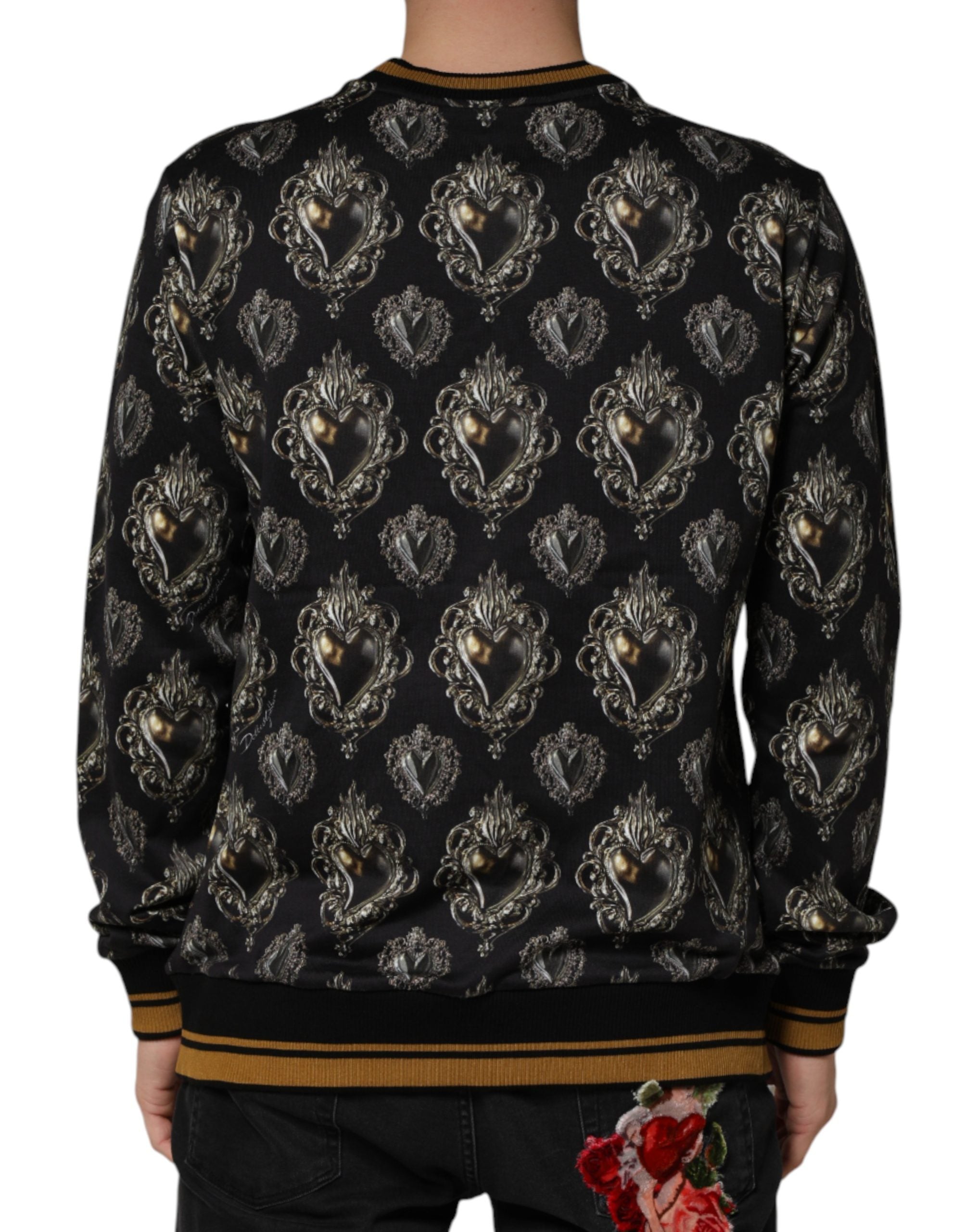 Dolce & Gabbana Black Sacred Heart Cotton Sweatshirt Sweater Dolce & Gabbana