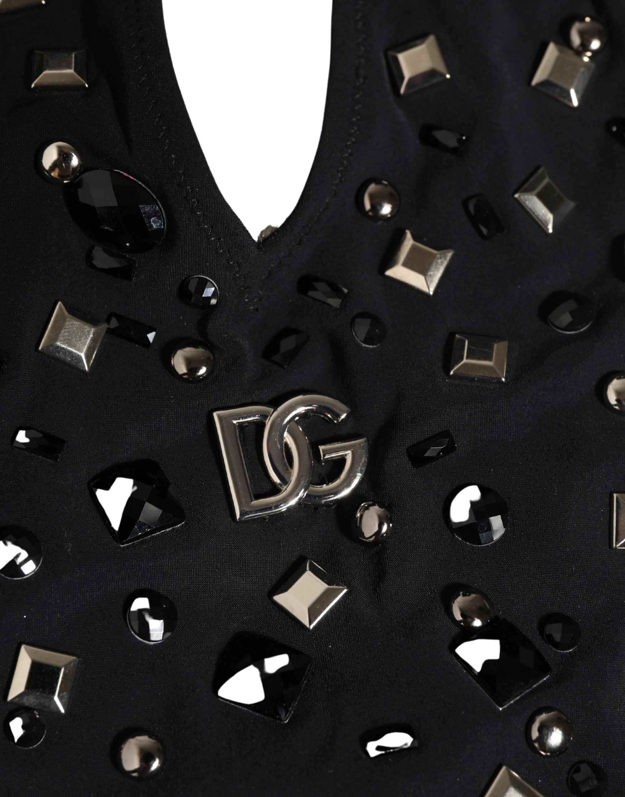Dolce & Gabbana Black Logo Embellished Cutout One Piece Swimwear Dolce & Gabbana