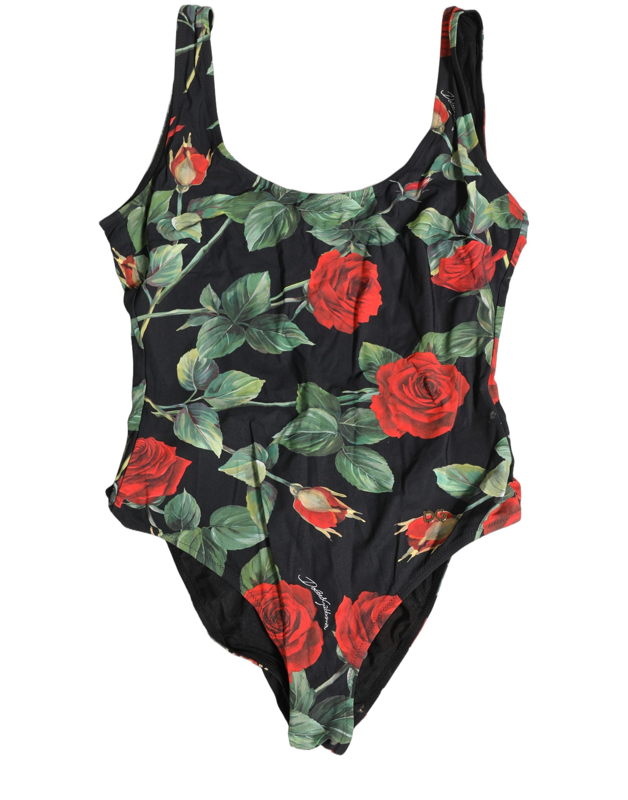 Dolce & Gabbana Black Floral Print One Piece Swimsuit Swimwear Dolce & Gabbana