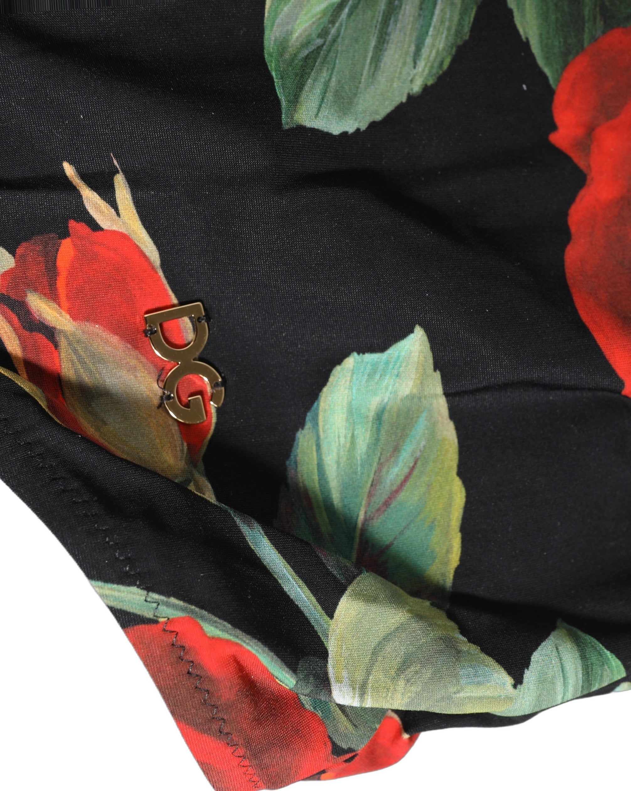 Dolce & Gabbana Black Floral Print One Piece Swimsuit Swimwear Dolce & Gabbana